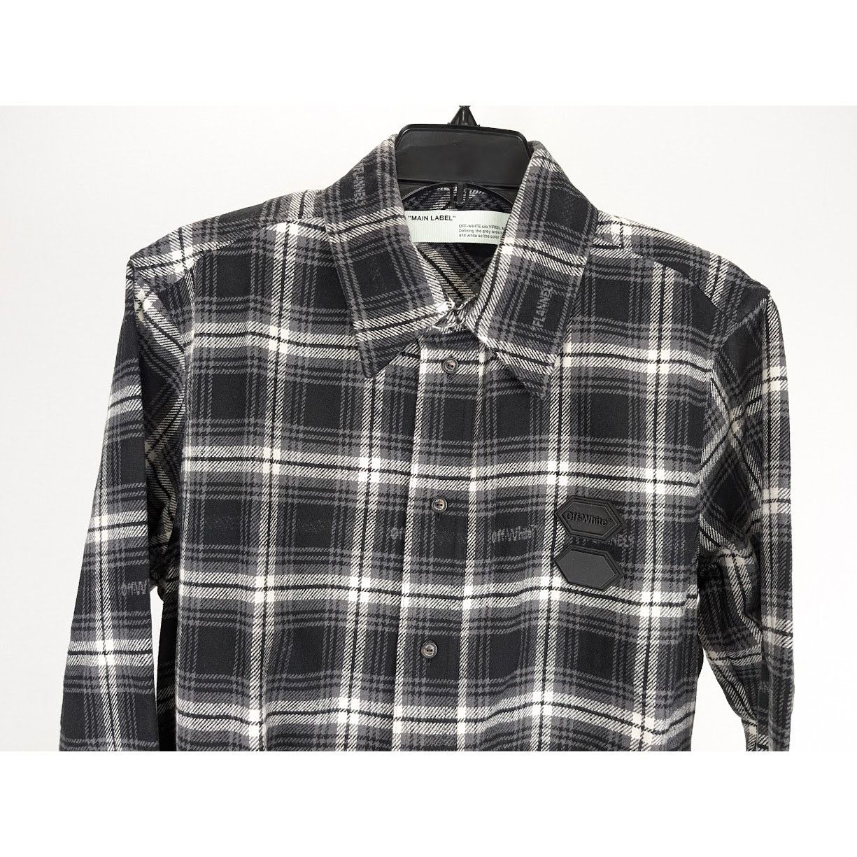 Off-White o1rshd1 Stencil Flannel Check Shirt in Black Size US S / EU 44-46 / 1 - 6 Thumbnail