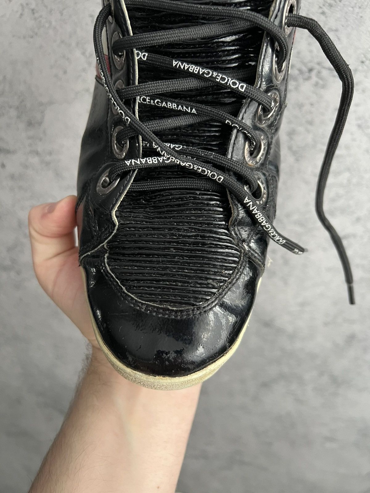 Dolce & Gabbana Vintage Dolce&Gabbana Patent Leather Low Top Sneakers DG Y2K Size US 9 / EU 42 - 21 Thumbnail