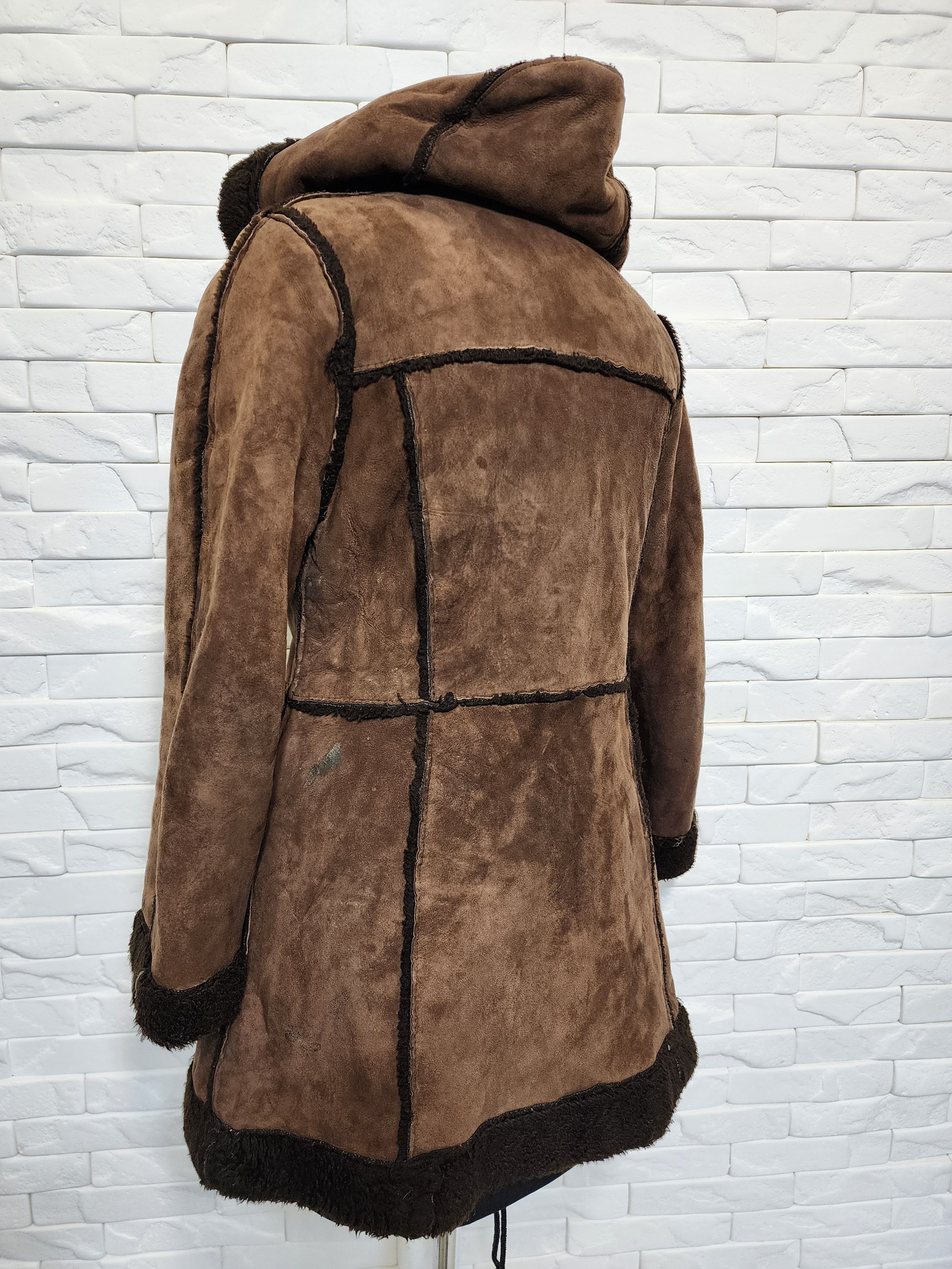 Genuine Leather Brown Suede Leather Jacket: Classic Hooded Design Size S / US 4 / IT 40 - 5 Thumbnail
