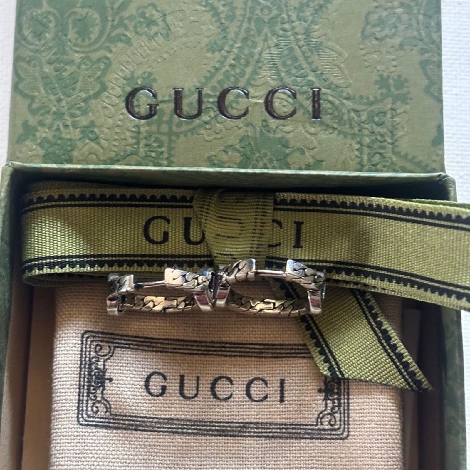 Gucci Gucci Sterling Silver Interlocking G Hoop Earrings Size ONE SIZE - 5 Thumbnail