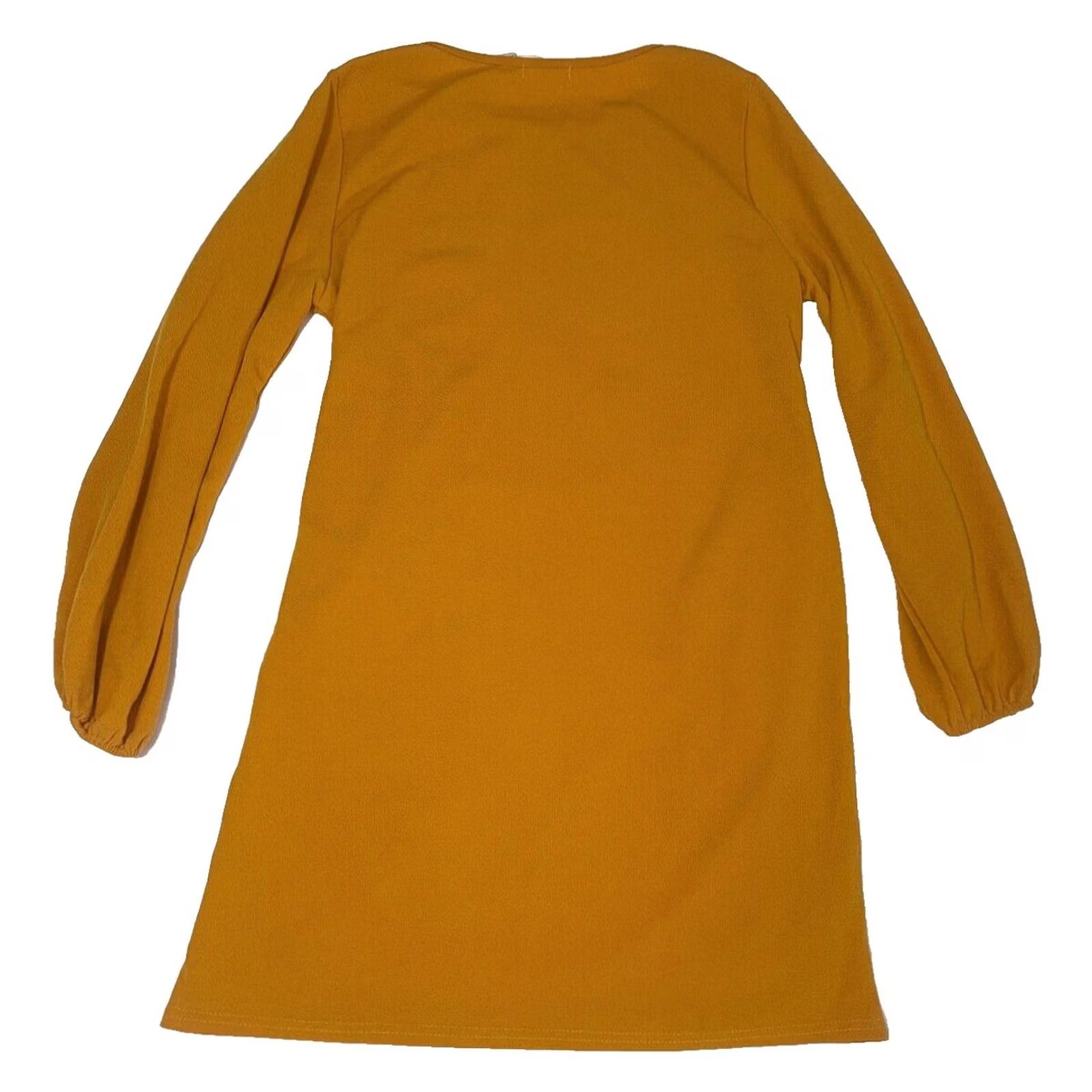 Vintage NWT Haute Tie Dress Womens Large Yellow Long Sleeve Front Casual Travel Workwear Size L / US 10 / IT 46 - 2 Thumbnail