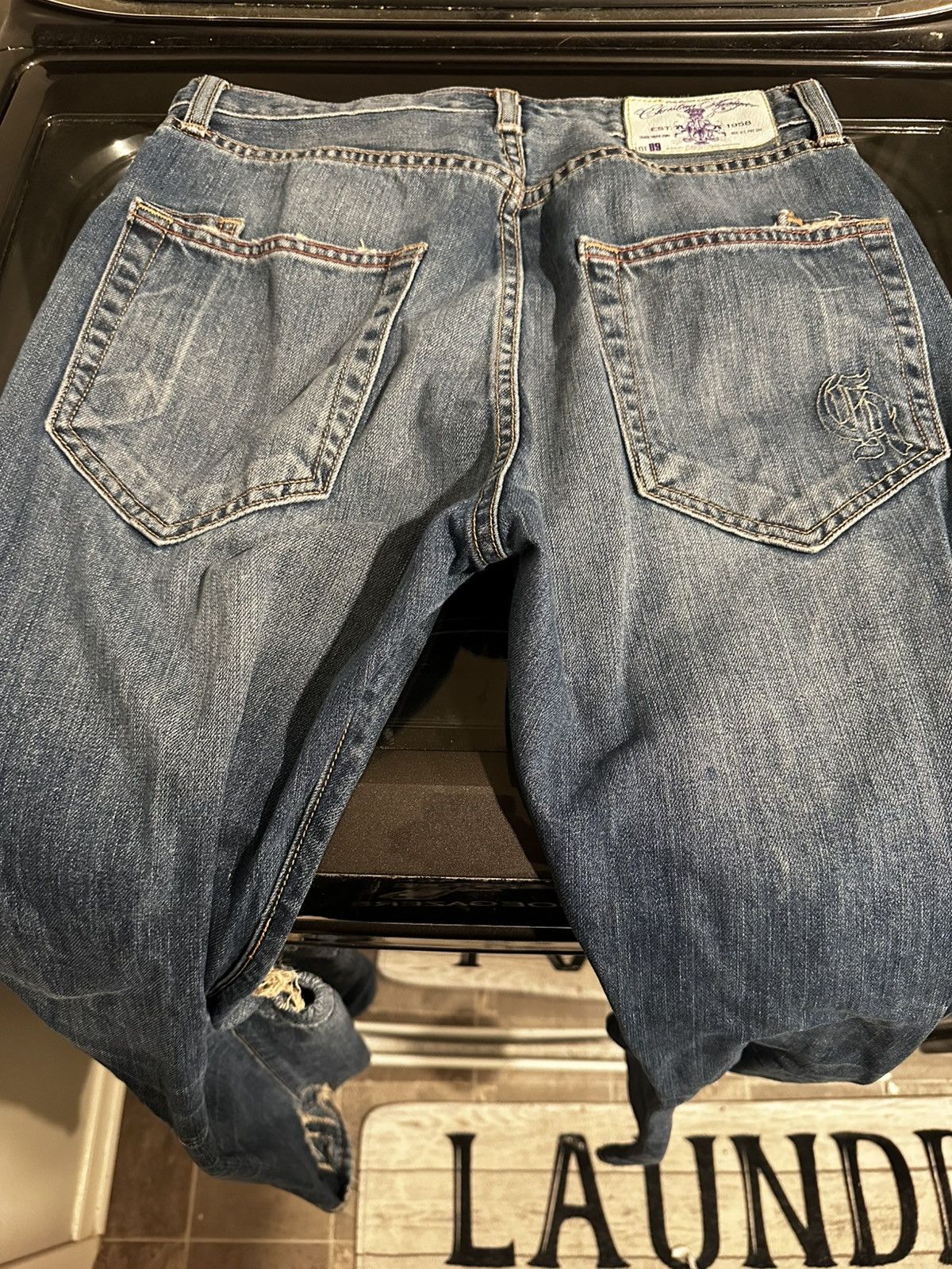 Christian Audigier × Ed Hardy Y2K DISTRESSED CHRISTIAN AUDIGIER JEANS Size US 30 / EU 46 - 2 Thumbnail