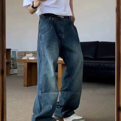 Japanese Brand Dark blue washed vintage high waist wide leg jeans Size US 32 / EU 48 - 2 Thumbnail