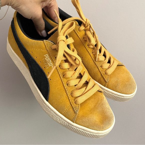 Puma Puma Yellow Black Suede Classic Sneakers - 5.5-6US Size US 6 / IT 36 - 2 Thumbnail