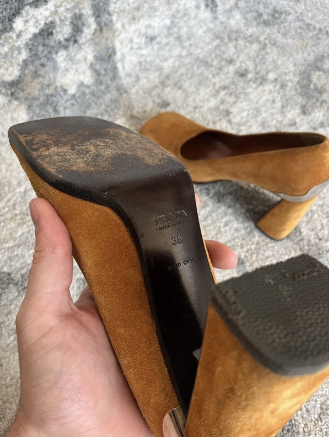 Prada Prada 1999 suede metallic plate heels Size US 8 / IT 38 - 7 Thumbnail