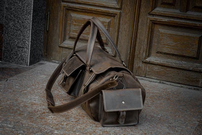 Other Genuine vintage leather travel bag. Duffel Bag. Handmade Size ONE SIZE - 2 Thumbnail