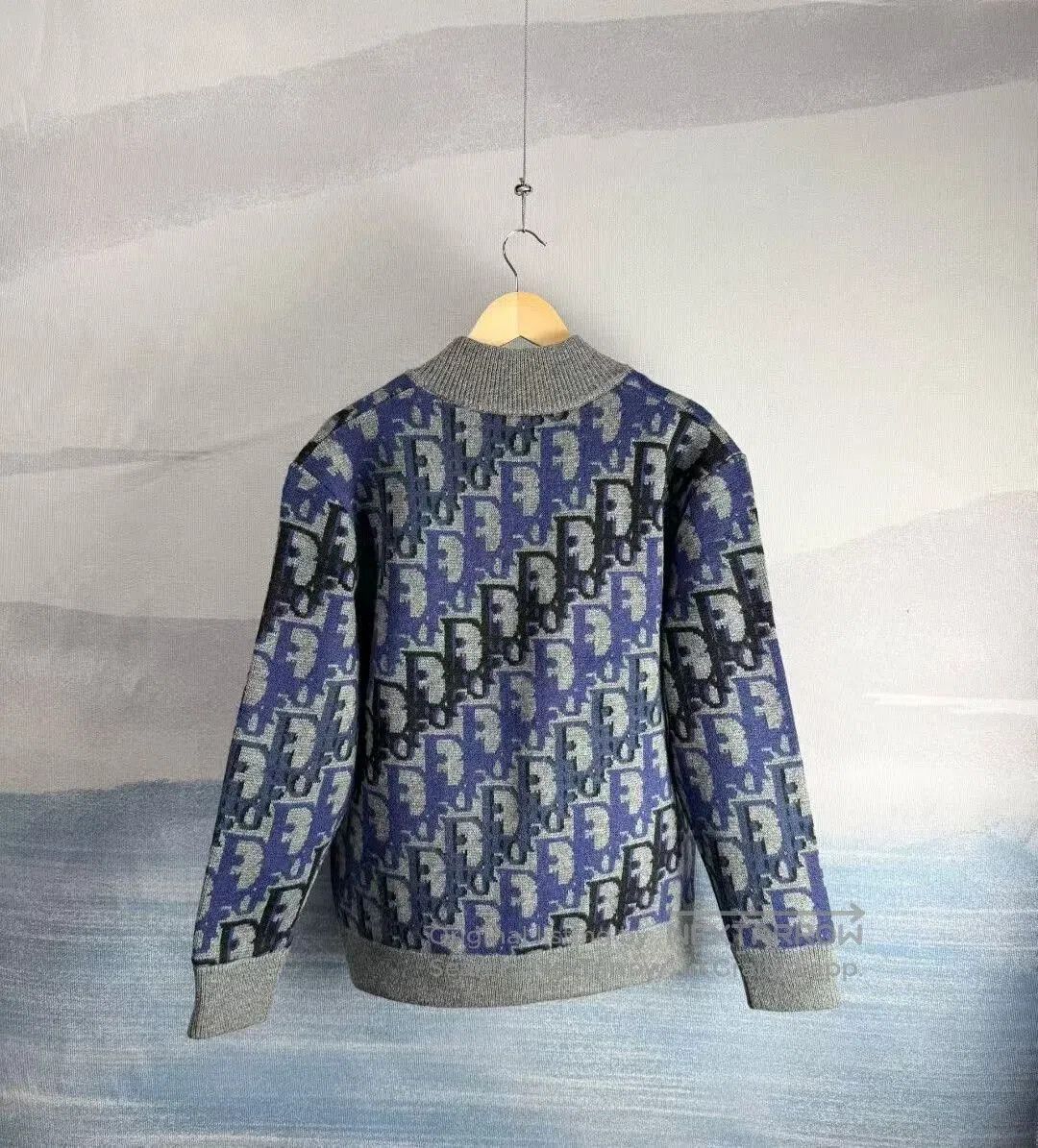 Dior dior gray blue patterned wool zip jacket. Size US M / EU 48-50 / 2 - 2 Thumbnail