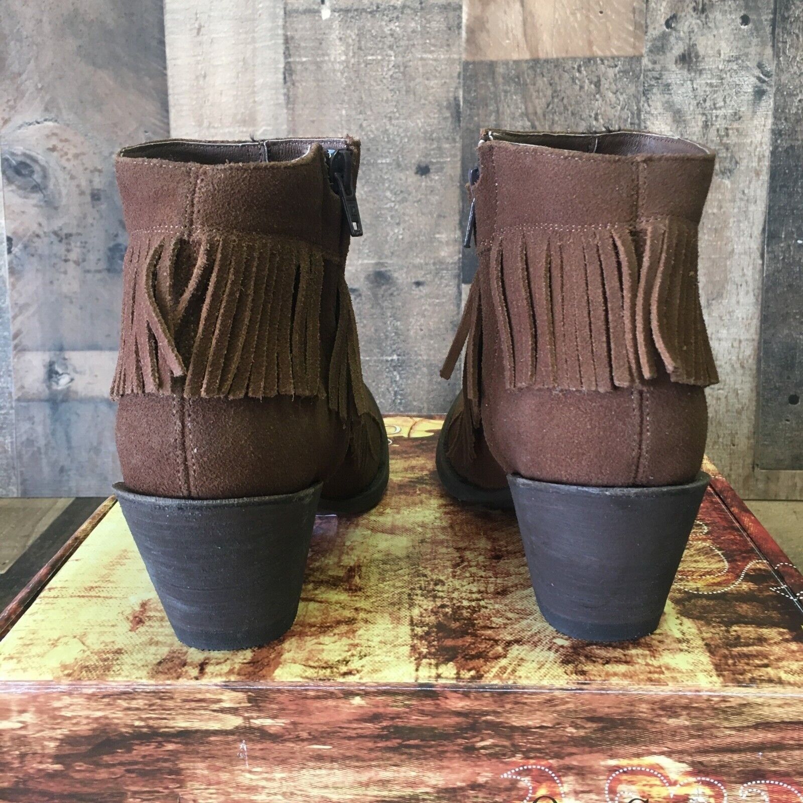 Old Gringo Brown Tassel Ankle Cowboy Boots Womens 7.5 B