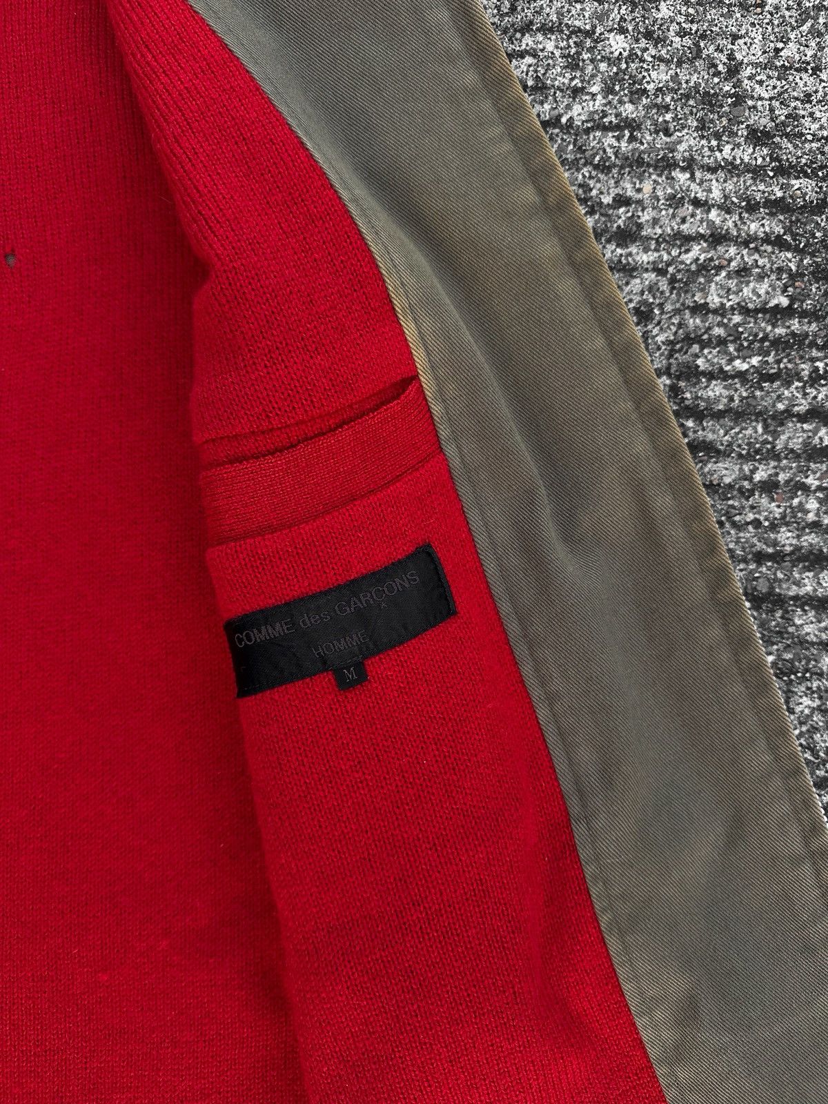 Comme des Garcons Homme Comme des Garcons AW97 Red Knit Lined Field Jacket Size US M / EU 48-50 / 2 - 10 Thumbnail