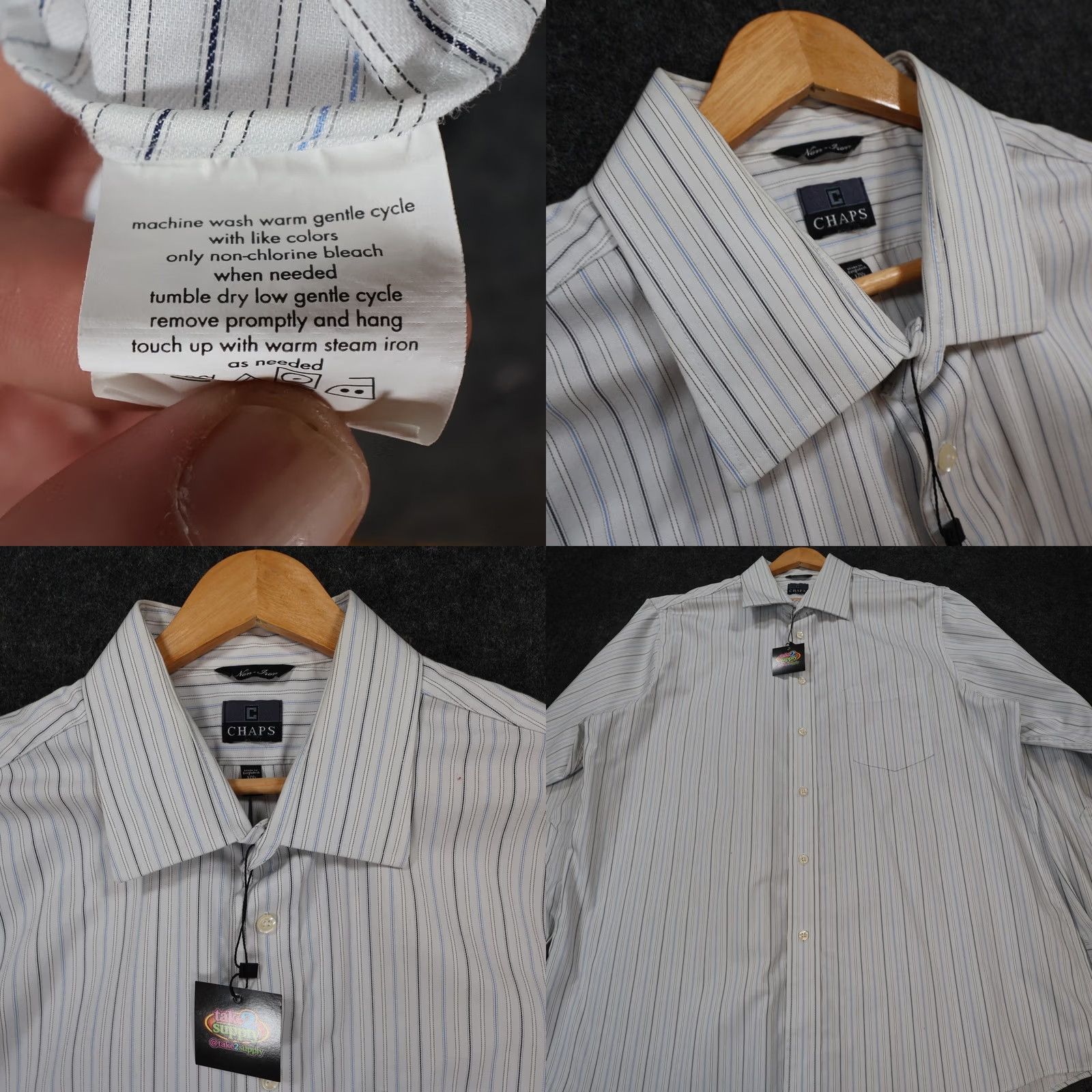 Chaps Chaps Shirt Mens 17.5 34/35 White Striped Non-Iron Classic Size US XXL / EU 58 / 5 - 8 Thumbnail