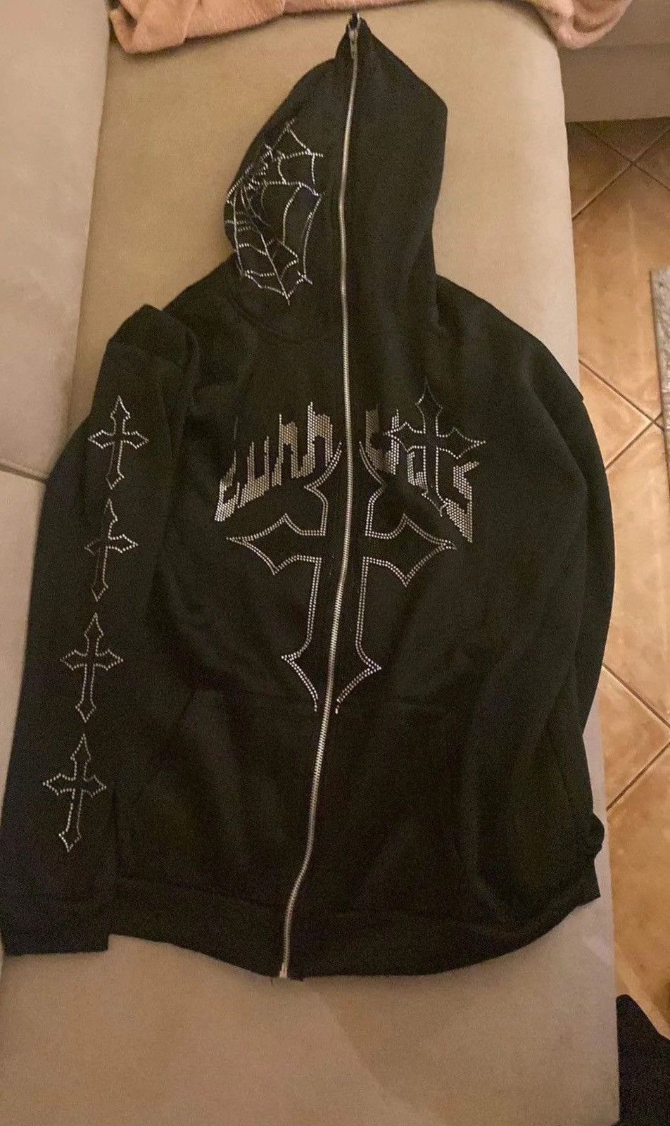 Japanese Brand Y2K Punk Gothic Zip-up Hoodie Sweatshirt Oversize Cross Web Size US L / EU 52-54 / 3 - 6 Thumbnail