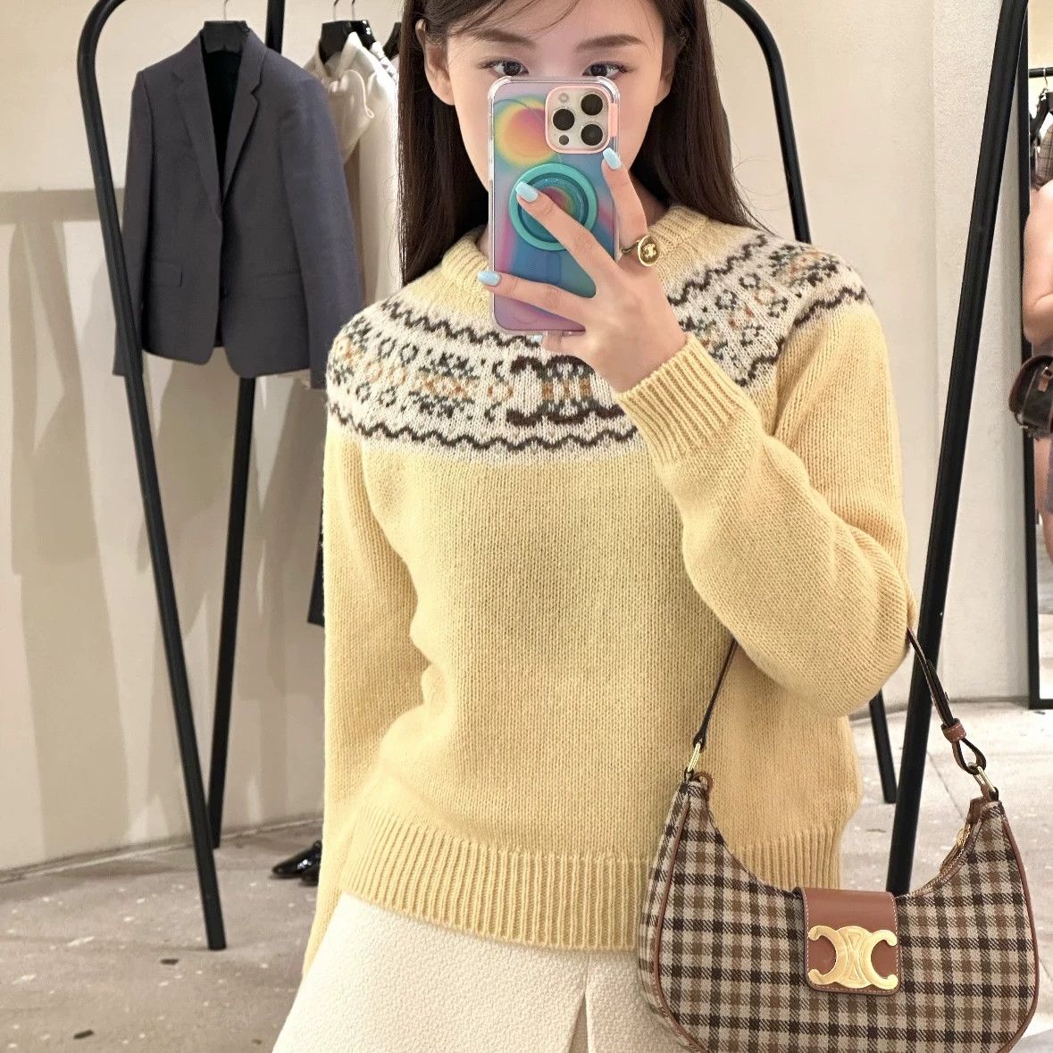 Celine Celine Triomphe Fair Isle wool sweater M mar412 Size M / US 6-8 / IT 42-44 - 7 Thumbnail