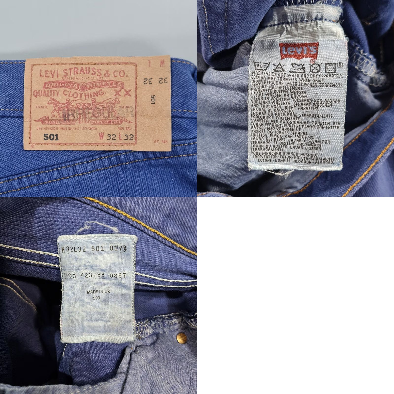 Levi's VINTAGE Levi's 501 Jeans Blue W32 L32 Made In UK 90s Straight Denim Women Size 24" / US 00 / IT 34 - 8 Thumbnail
