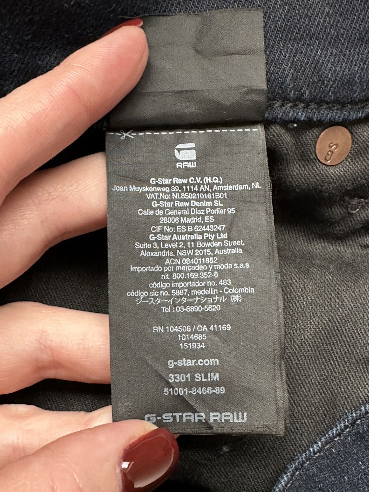 G-Star × Japanese Brand × Jean G Star Raw 3301 Slim Denim Jeans Size US 34 / EU 50 - 13 Thumbnail