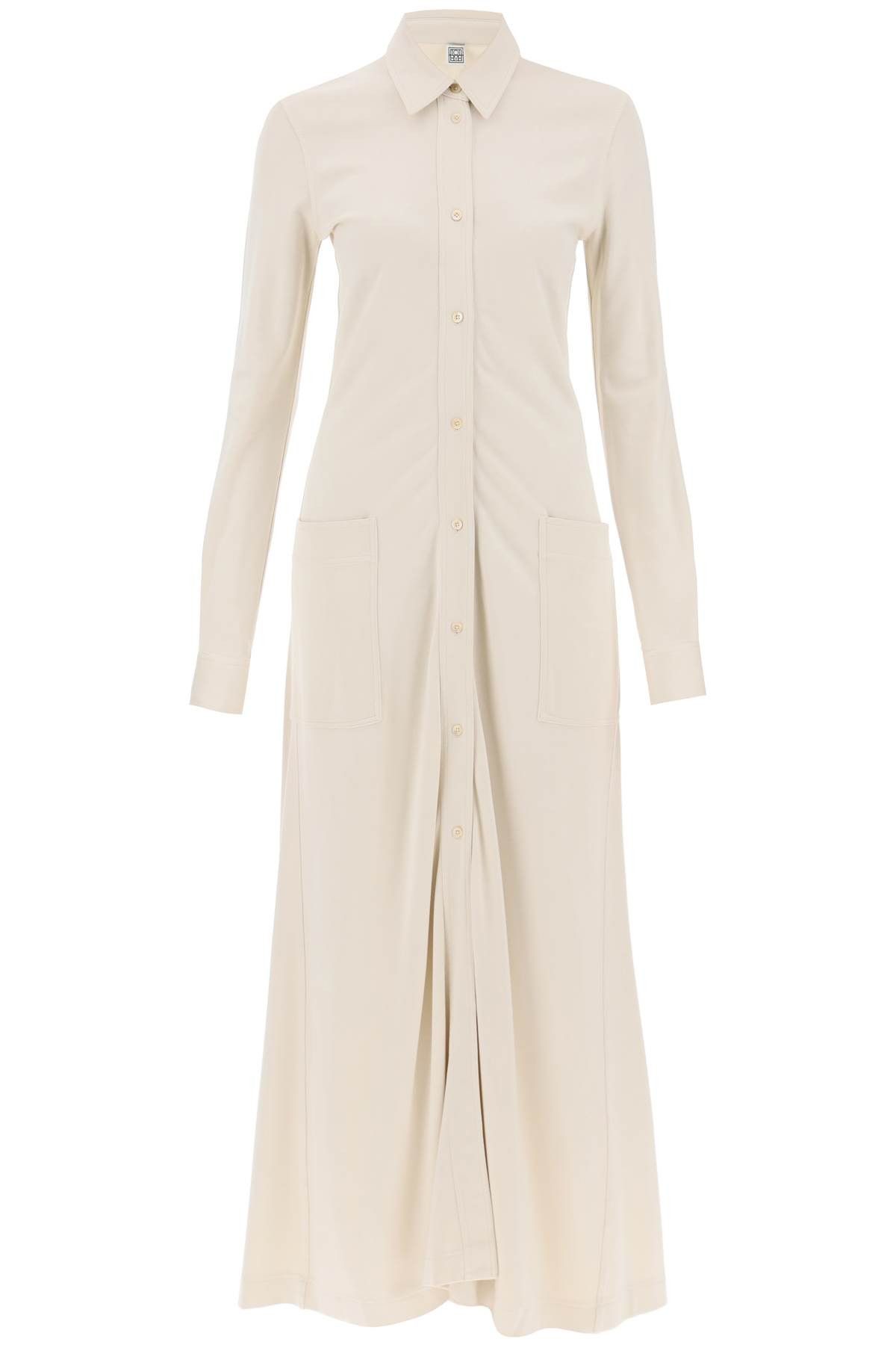 image of Toteme Maxi Chemisier Dress In in Ecru, Women's (Size Small)