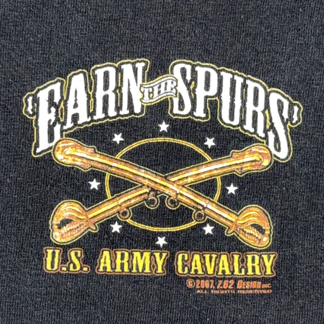 Vintage US Army Shirt Adult LARGE Black Earn Spurs Cavalry 762 Design Horse Soldier Y2K Size US L / EU 52-54 / 3 - 3 Thumbnail