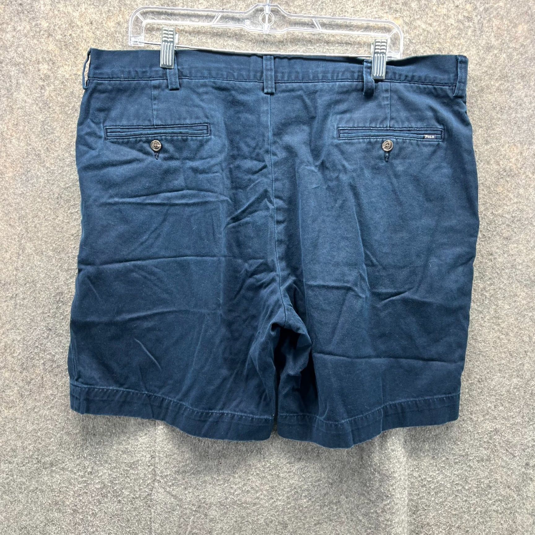 Polo Ralph Lauren VINTAGE Ralph Lauren Shorts Mens 38 Blue Navy Chino Pleated 9' Canvas Cotton Shirt Size US 38 / EU 54 - 2 Thumbnail
