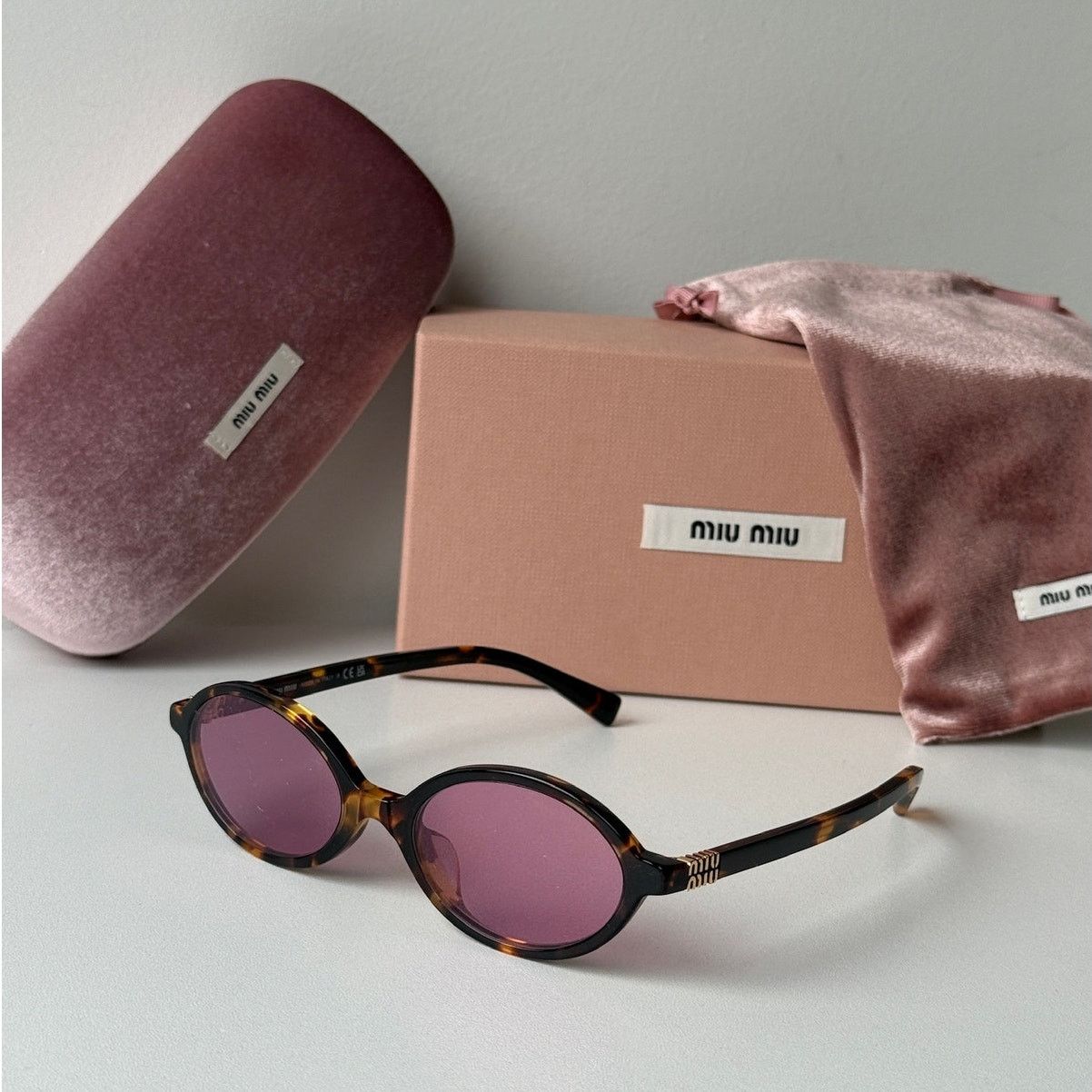 Miu Miu NEW Miu Miu MU04ZSF Tortoise Pink Sunglasses $518 Size ONE SIZE - 1 Thumbnail