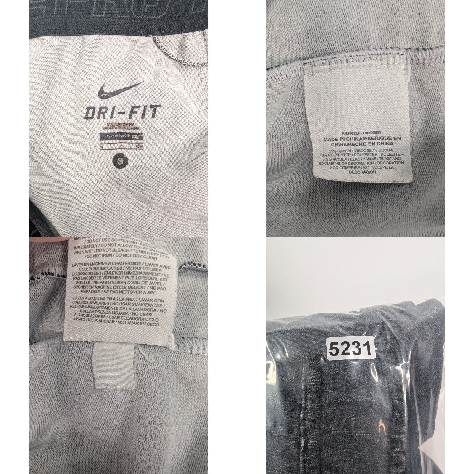 Nike Nike Pro Shorts Mens Small Gray Dri Fit Swoosh Logo Warmup Gym Training Sports Size US 29 - 8 Thumbnail