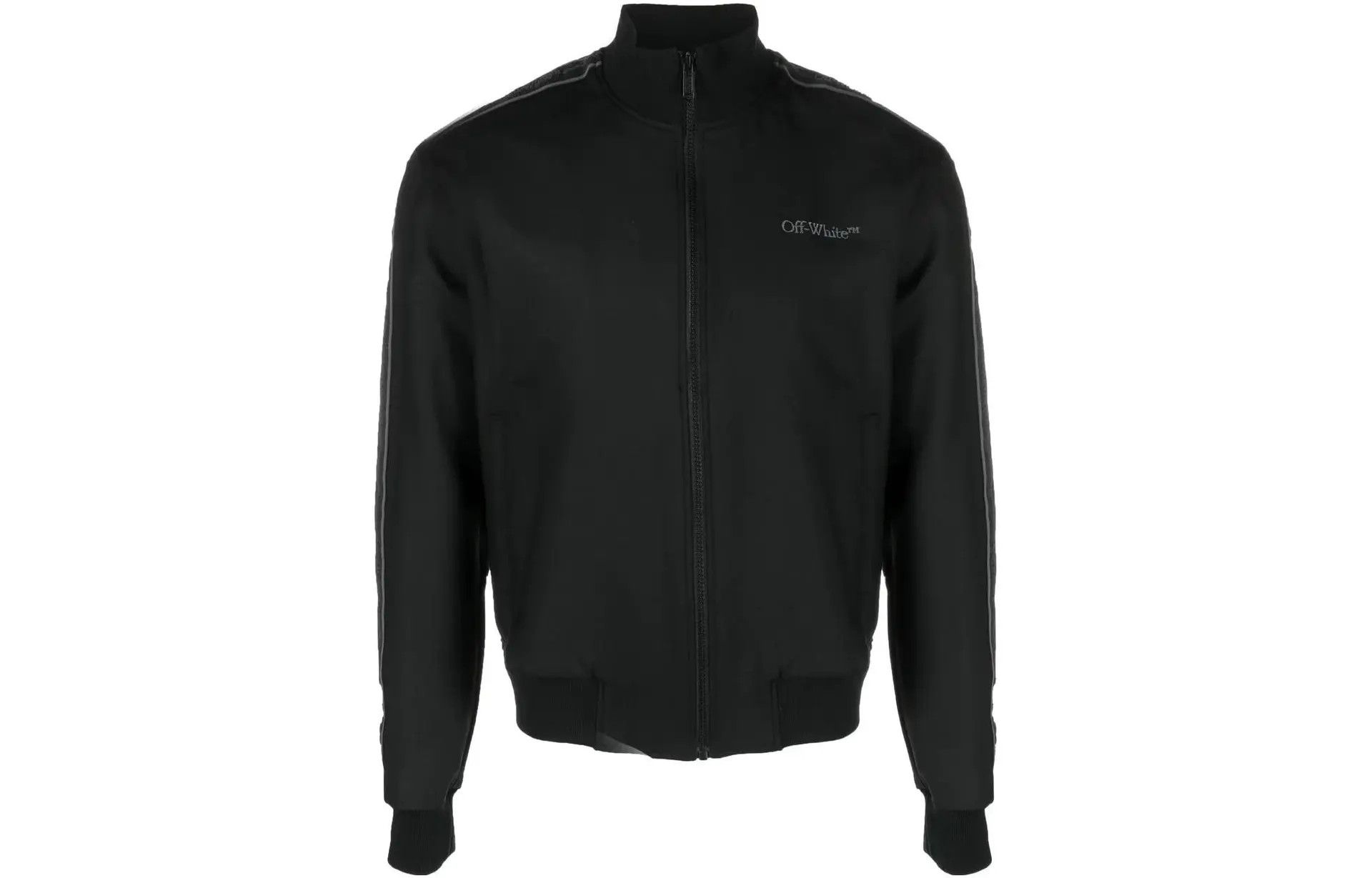 Off-White o1gr1nt0425 Quote Wool Slim Track Jacket in Black Size US M / EU 48-50 / 2 - 1 Preview