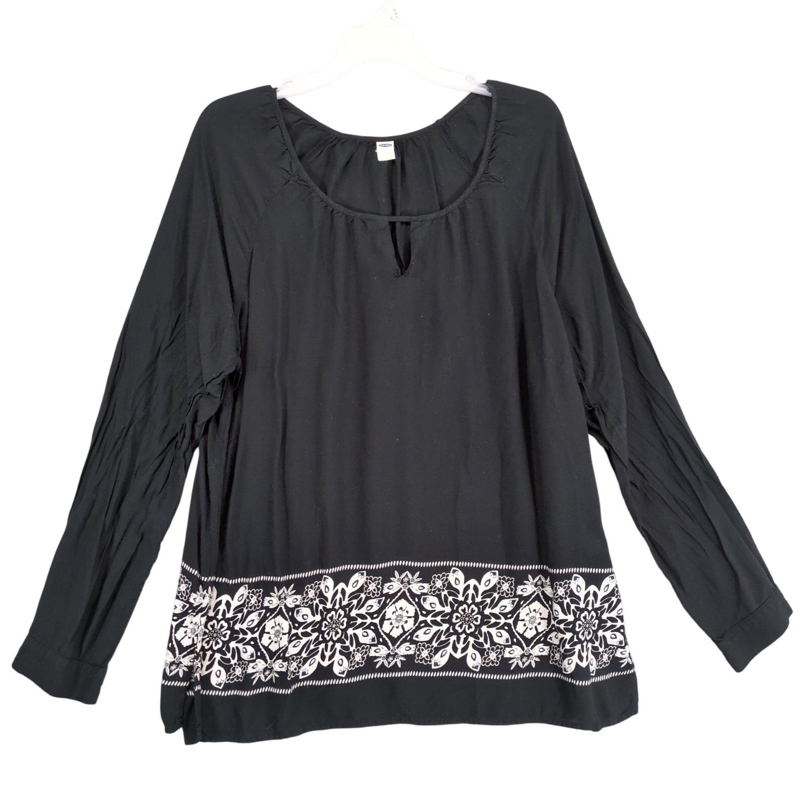 Old Navy Old Navy Women's XL Black Flowy Boho Tunic Blouse LS Top Size XL / US 12-14 / IT 48-50 - 1 Thumbnail
