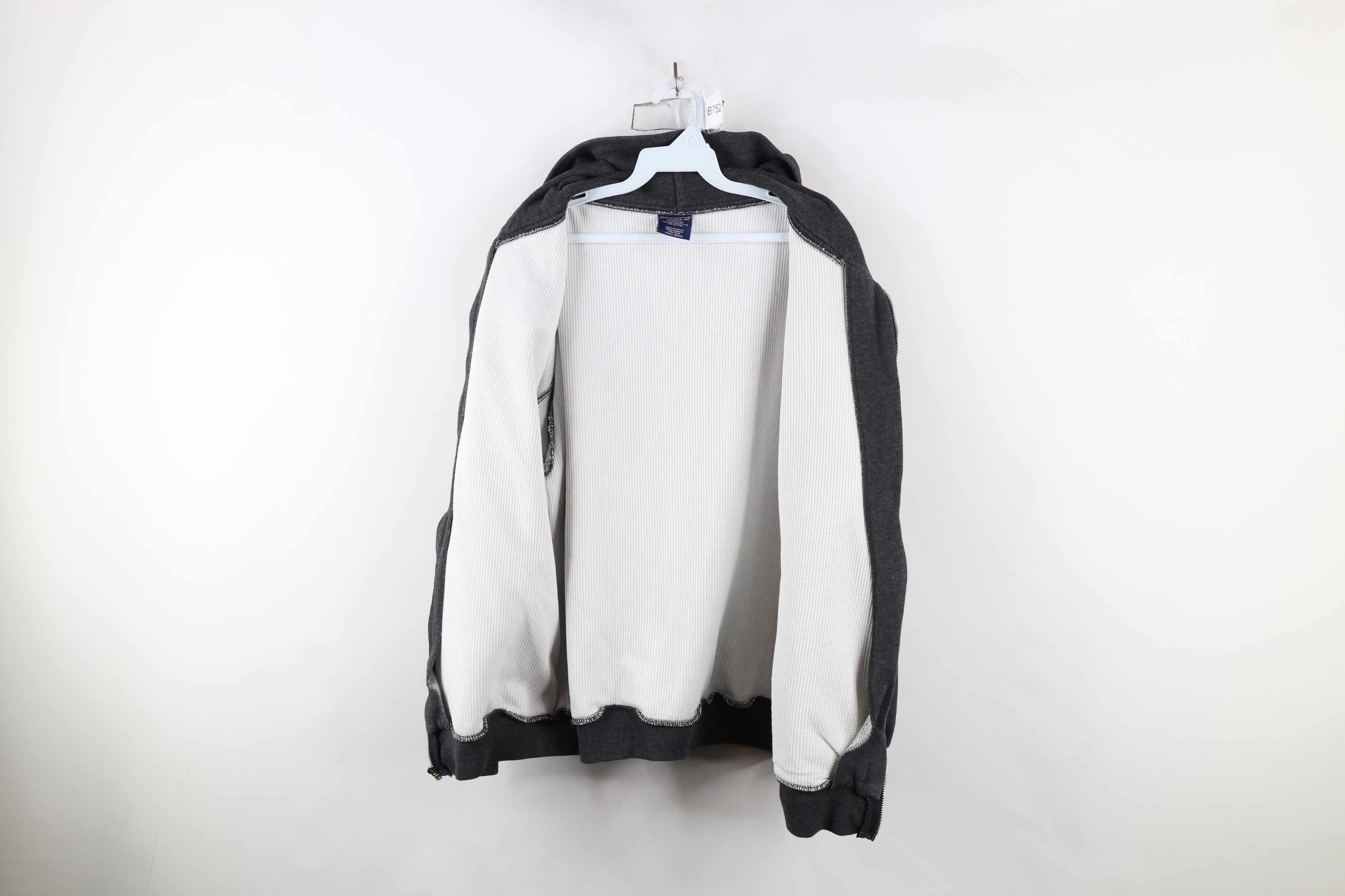 Vintage Vintage 90s Streetwear Heavy Thermal Waffle Knit Hoodie Size US L / EU 52-54 / 3 - 11 Thumbnail