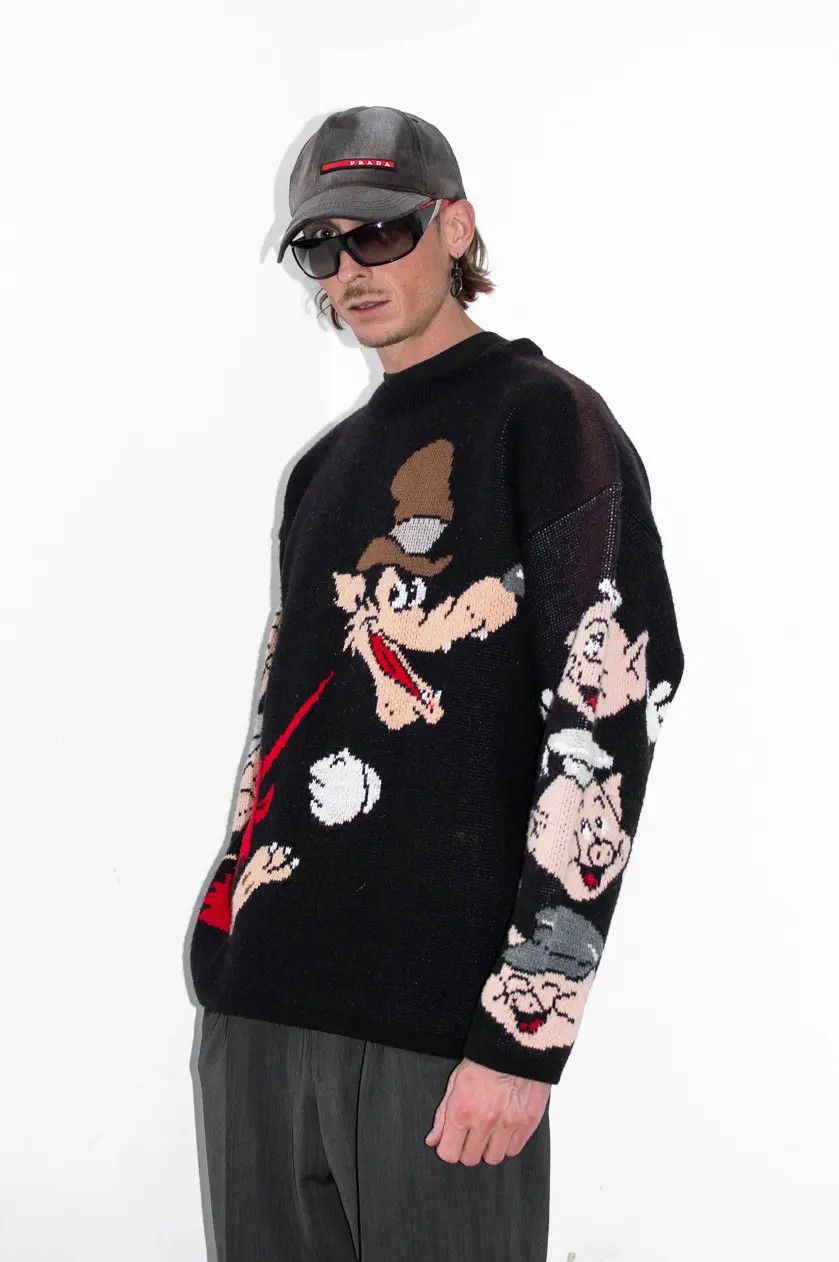Designer × Disney × Vintage Rare 90s Collectible Disney Big Bad Wolf Chunky Sweater Size US L / EU 52-54 / 3 - 3 Thumbnail