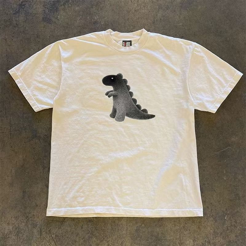 Japanese Brand × Vintage White retro dinosaur print cotton t-shirt Size US L / EU 52-54 / 3 - 1 Thumbnail