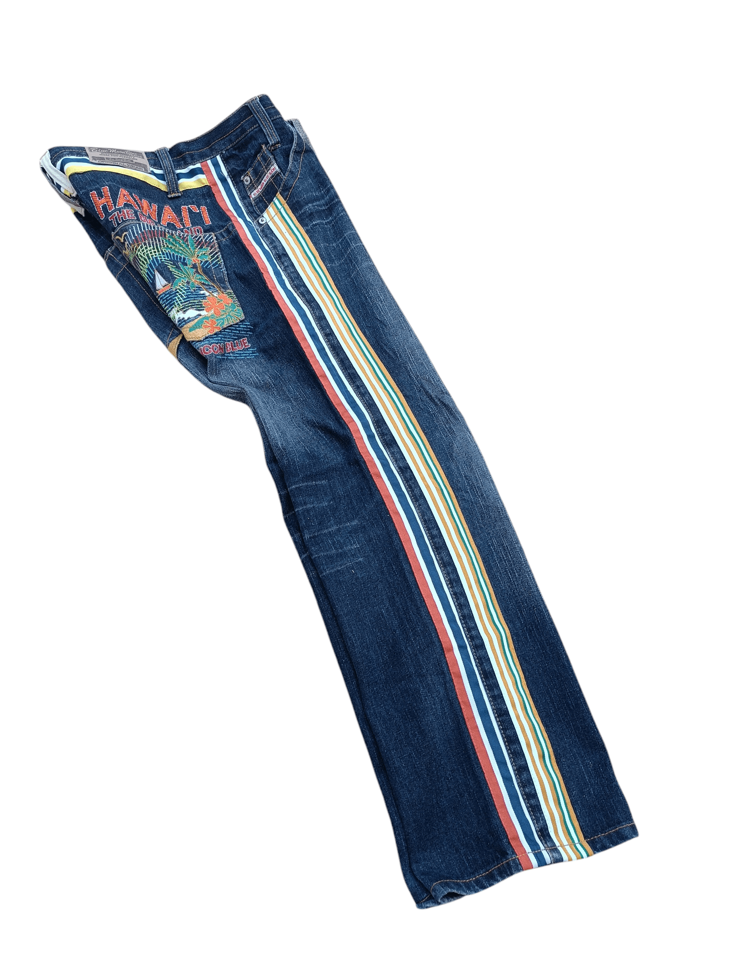 Designer VTG BLUE MOON BLUE SIDE STRIPE EMBROIDERY STYLE DESIGN DENIM Size US 30 / EU 46 - 16 Thumbnail