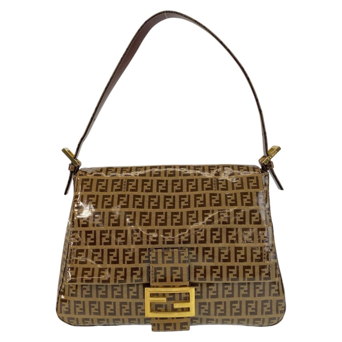 Fendi Fendi Enamel/leather Mamma Baguette Shoulder Bag Zucchino Enamel Shoulder Bag in Bronze, Women's