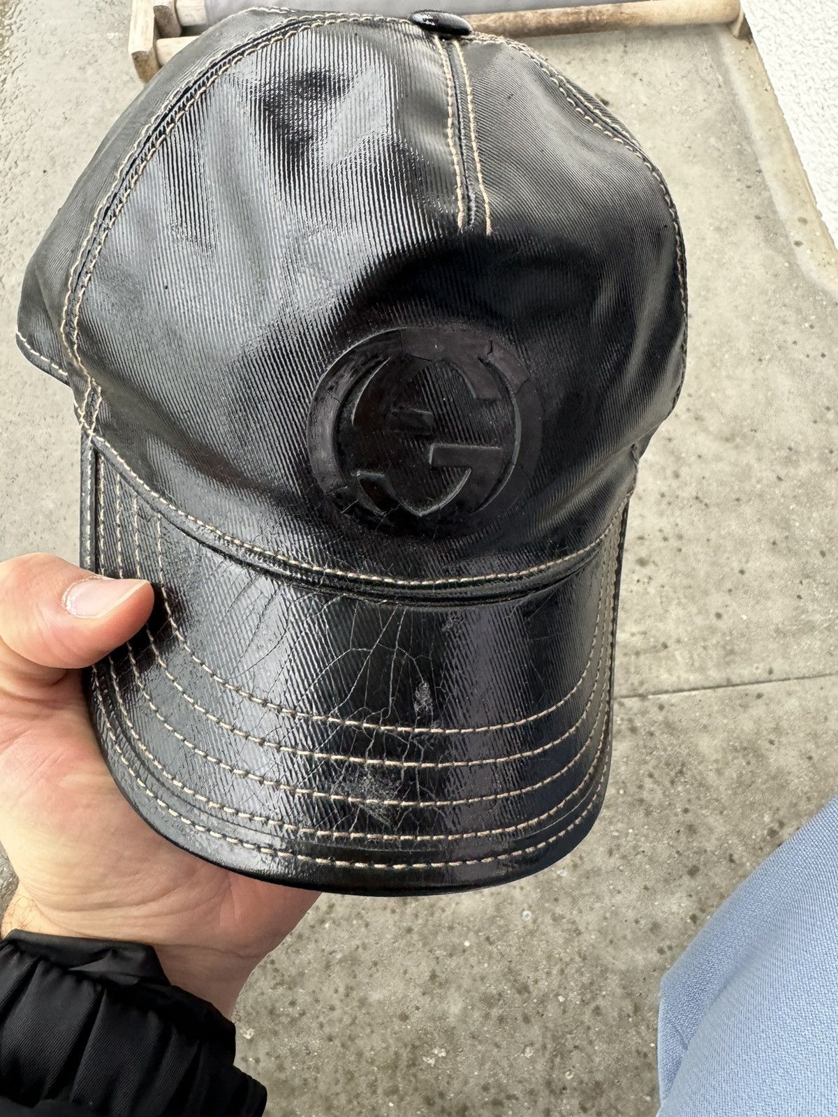 Designer × Gucci × Vintage Vintage Gucci Leather Cap Rare hype designer Size ONE SIZE - 5 Thumbnail
