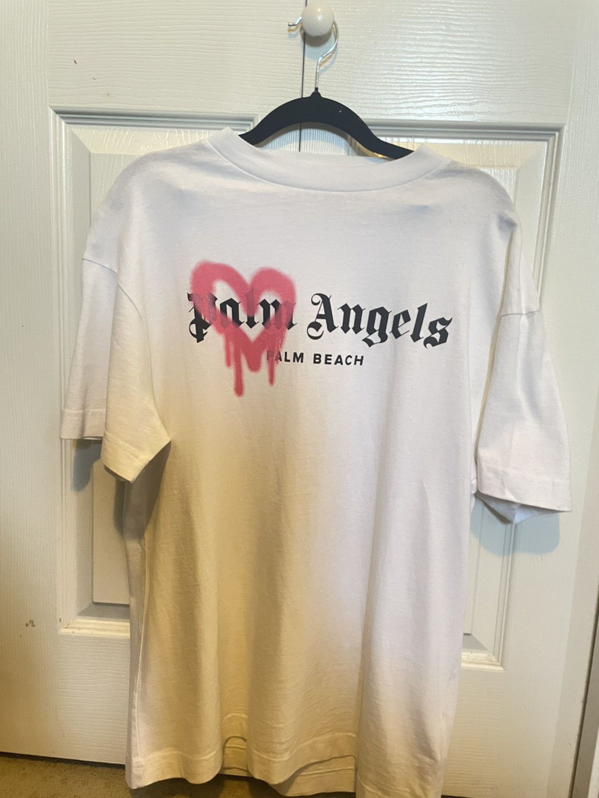 Palm Angels Pink Heart Graffiti Tee