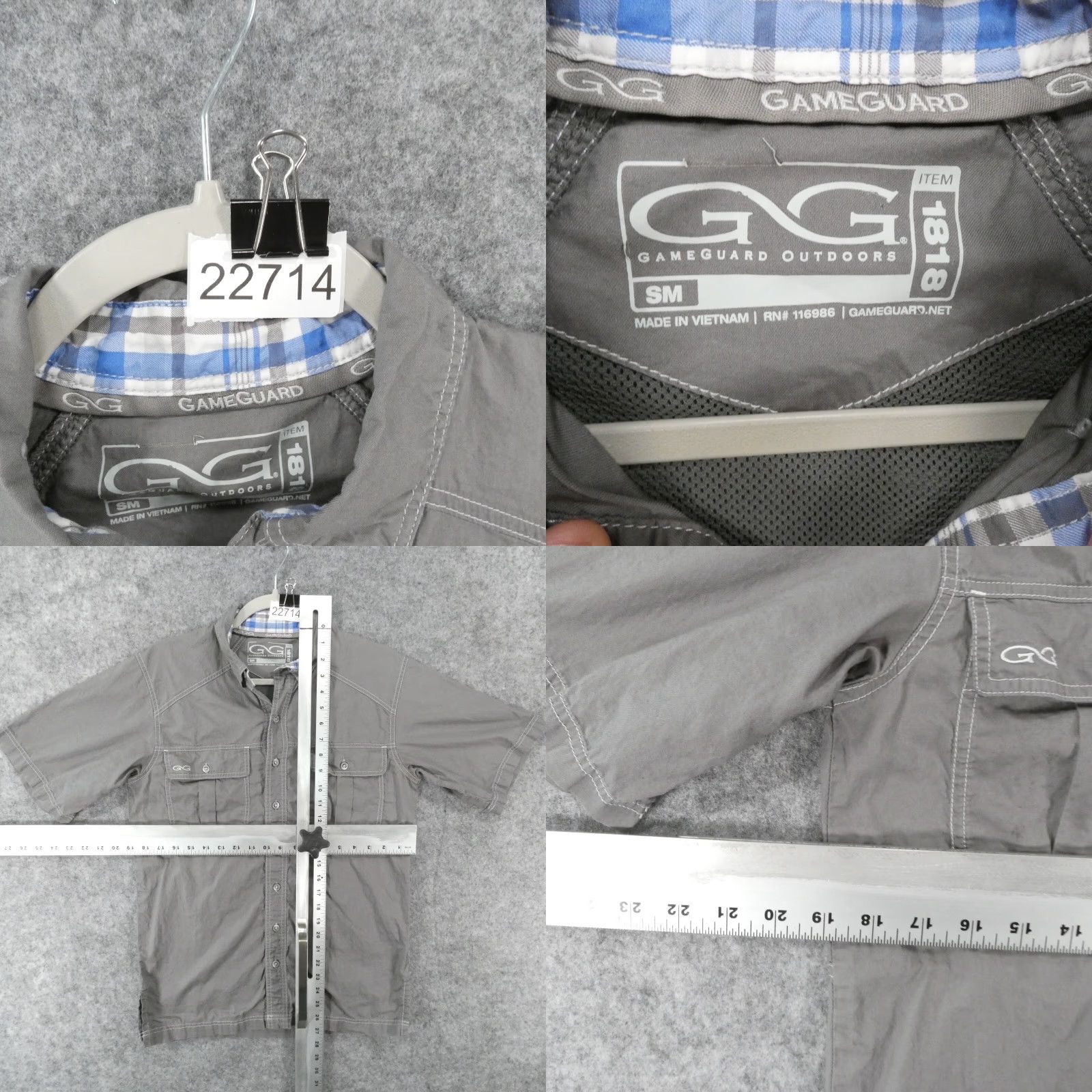 Vintage GameGuard Shirt Mens Small Short Sleeve Button Up Gray Lightweight Vented Size US S / EU 44-46 / 1 - 8 Thumbnail