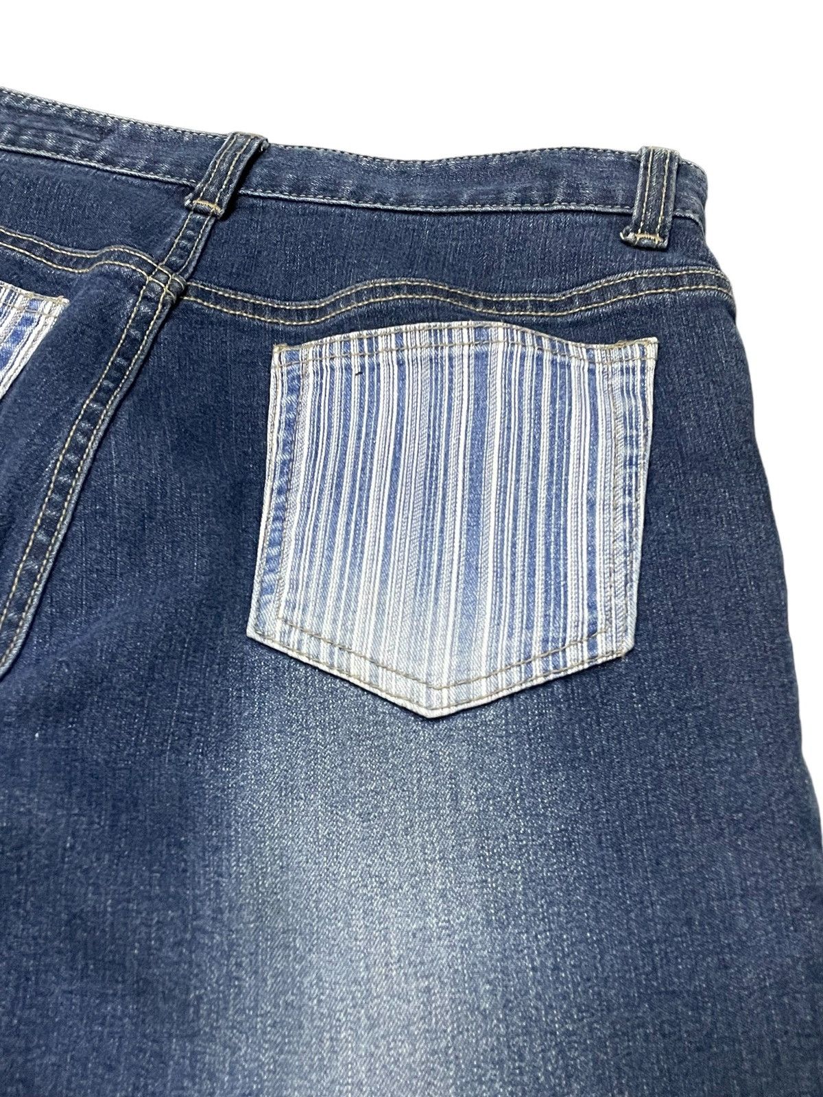 FUSAI × Hysteric Glamour × PPFM Flared Hybrid Border Stripe Japanese Brand Denim Pants Size US 28 / EU 44 - 10 Thumbnail