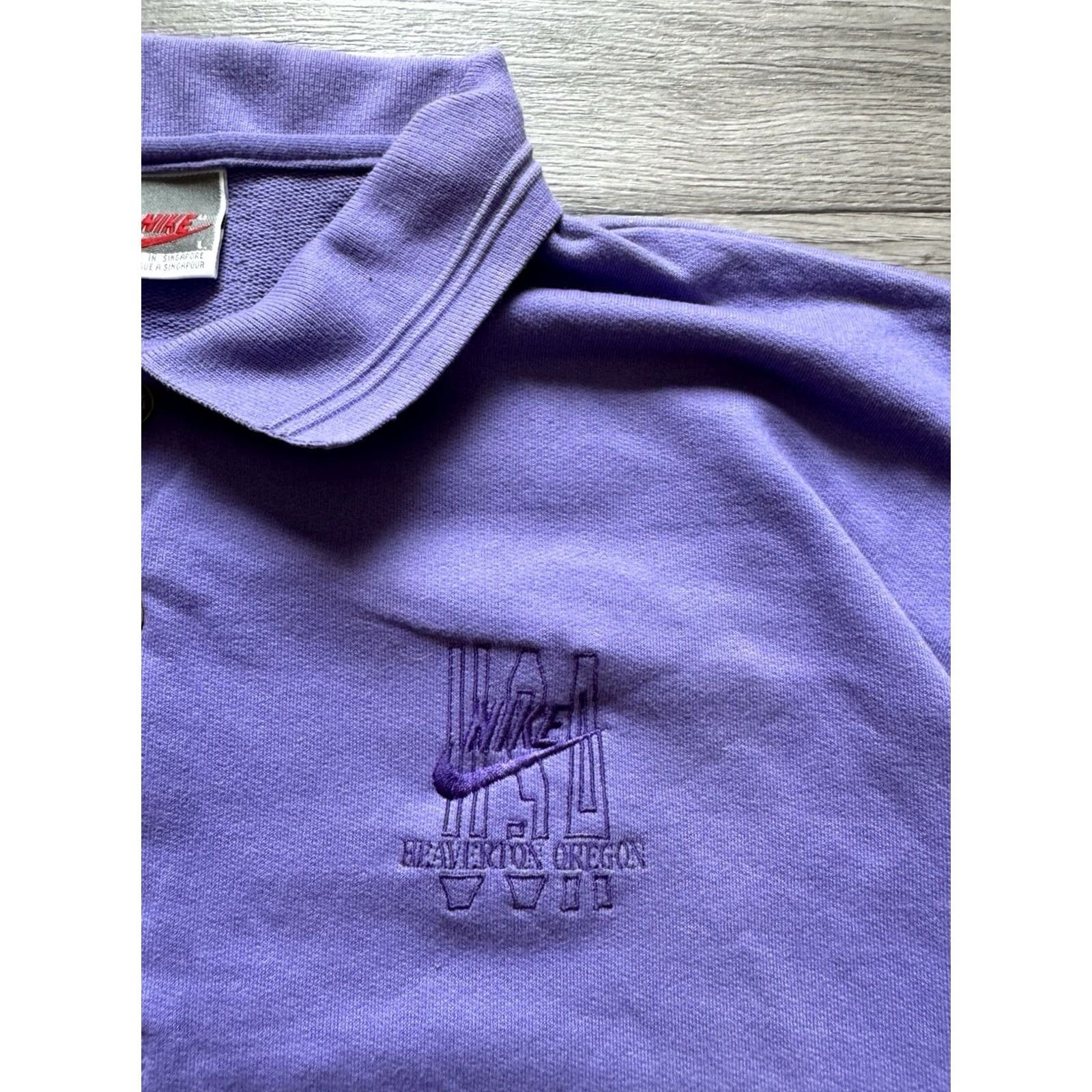Nike VINTAGE Nike Polo Shirt L Purple USA 80s 90s Beaverton Oregon Mens Size US L / EU 52-54 / 3 - 2 Thumbnail