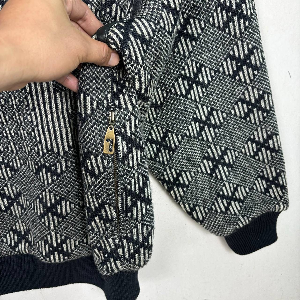 Lancel Vintage 80s Lancel Paris Geometric Bomber Jacket Size US L / EU 52-54 / 3 - 9 Thumbnail