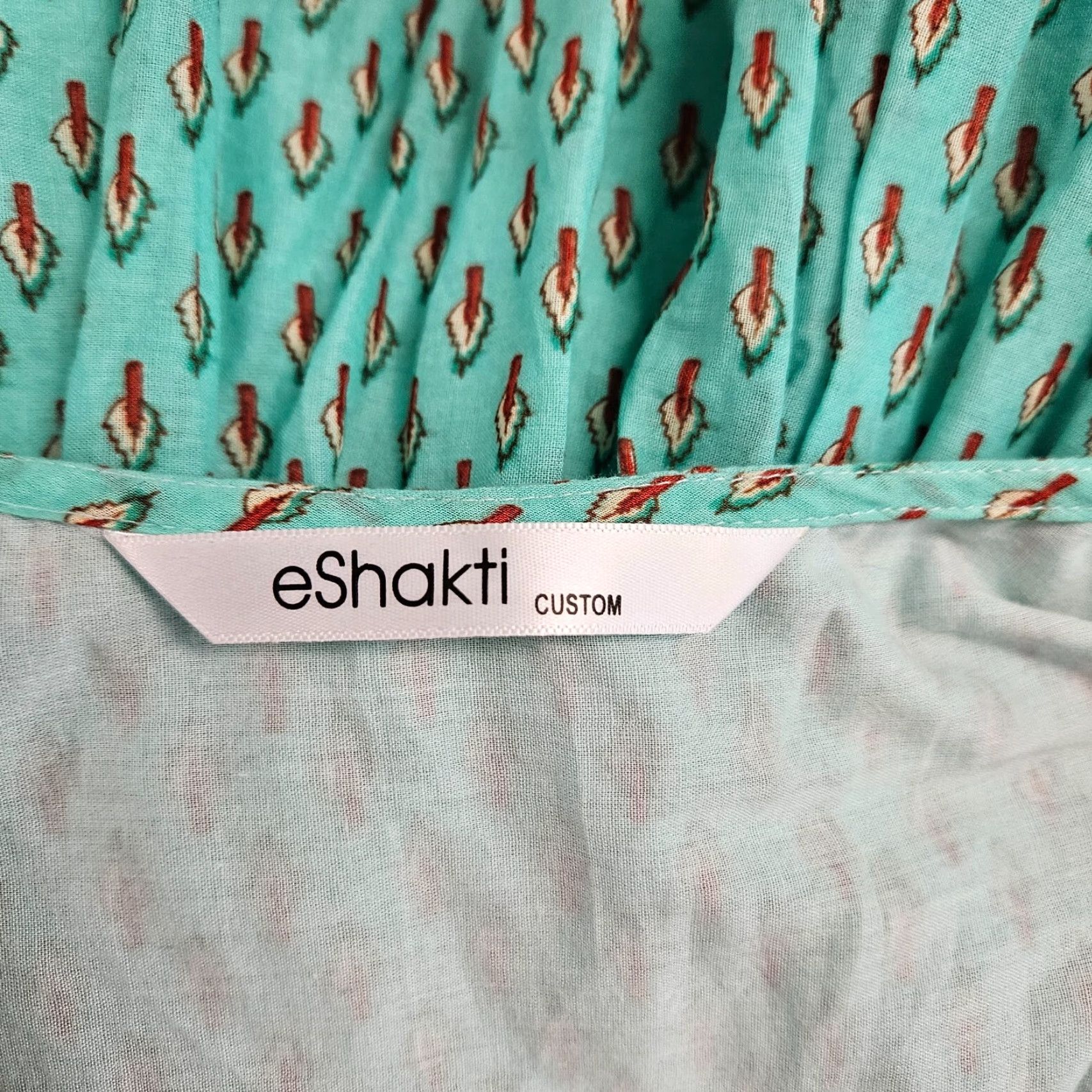 Vintage eShakti Womens Dress L Blue Pink Floral Cap Sleeve Smocked Waist Pockets Midi A-Line Vintage: No (adjusted per rules) Size L / US 10 / IT 46 - 6 Thumbnail