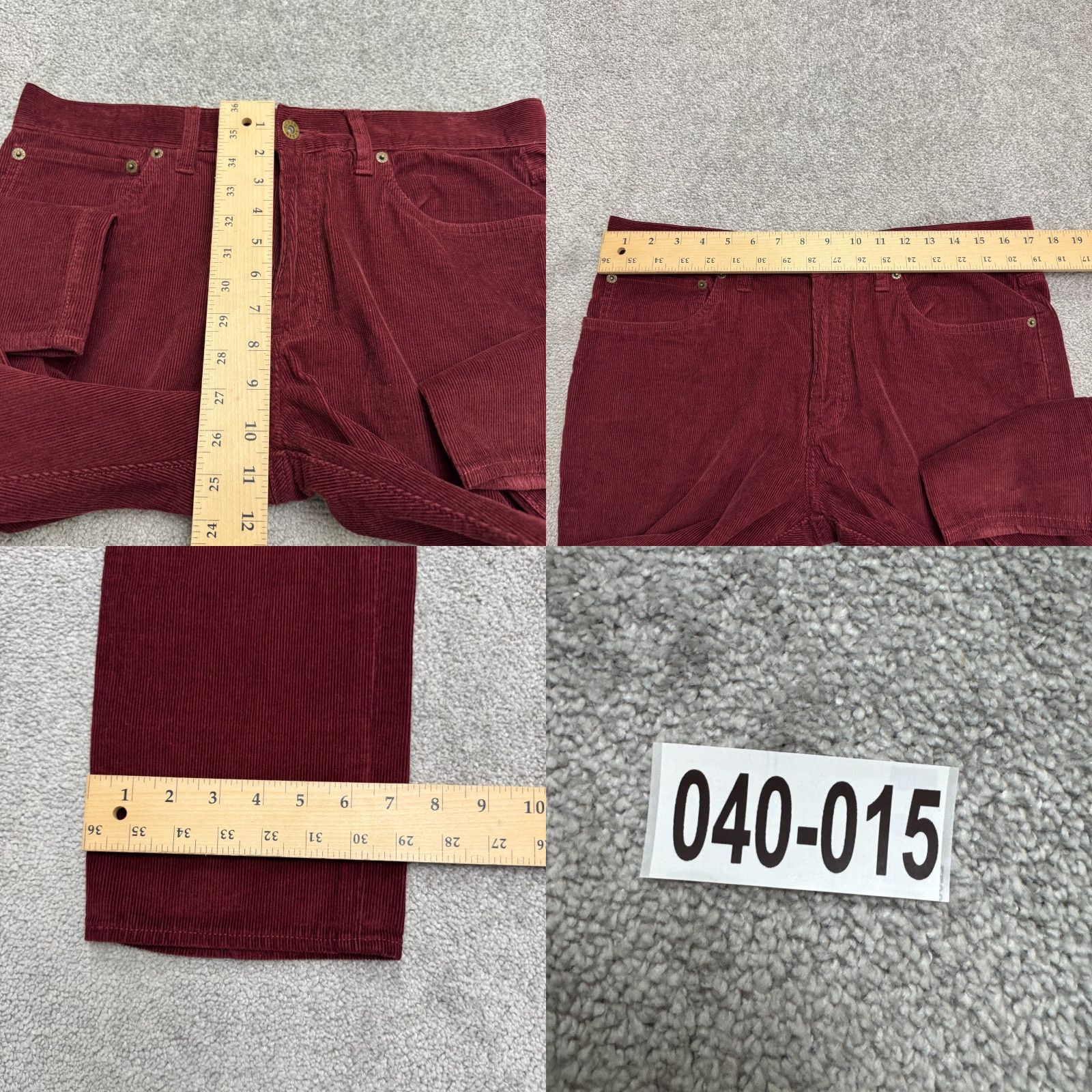 J.Crew J.Crew Slim Fit Corduroy Pants Mens 33x30 Red Cotton Flat Front Chino Classic Preppy 5-Pocket Menswear Size US 33 - 9 Thumbnail