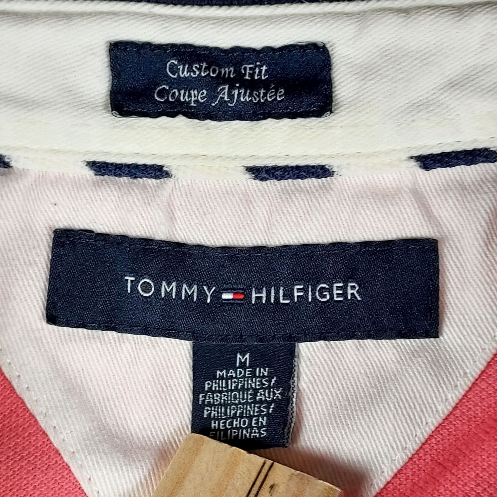 Tommy Hilfiger Tommy Hilfiger Polo Shirt Slim Medium Pink Navy Collar Crest Logo Preppy Button-Up Mens Size US M / EU 48-50 / 2 - 3 Thumbnail