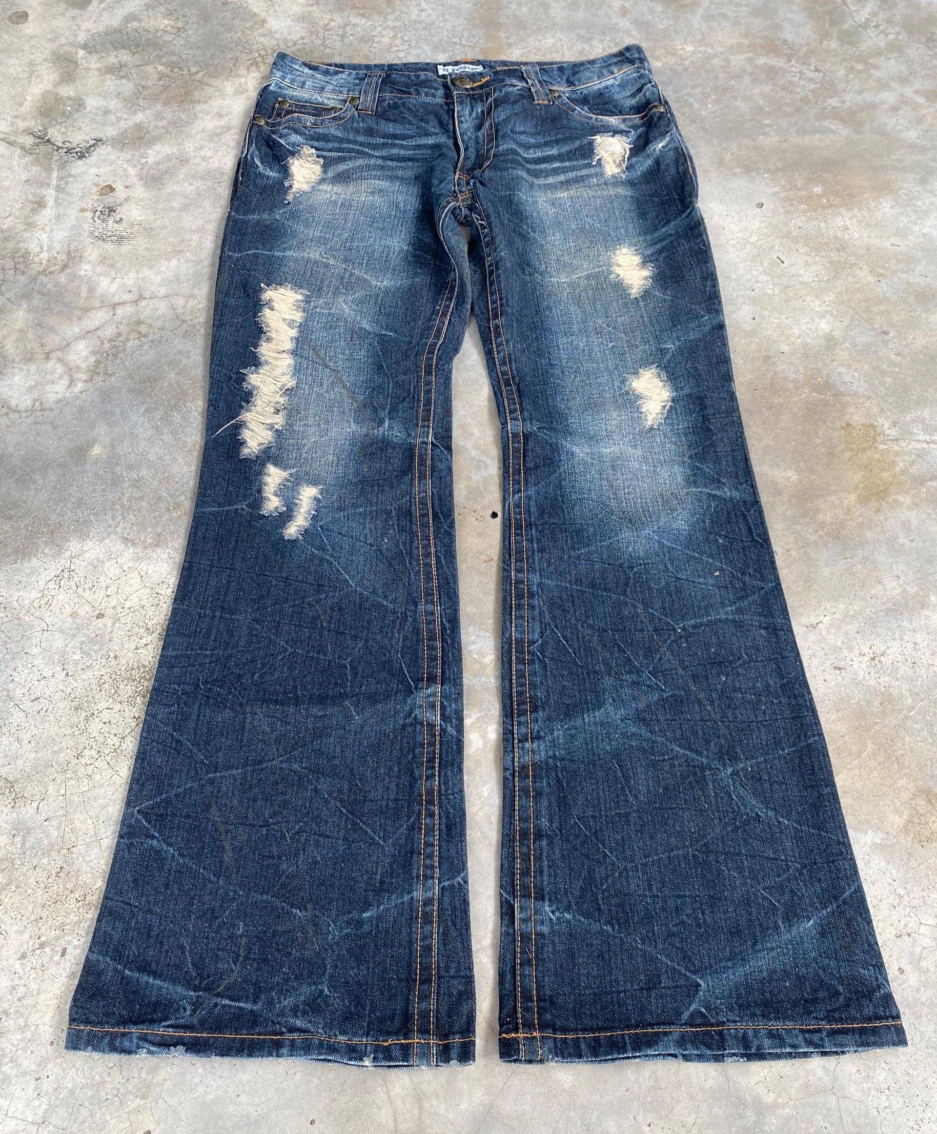 If Six Was Nine 💥FLARE💥SORIDERE INSPIRE CROME HEARTS DISTRESSED DENIM Size US 32 / EU 48 - 2 Thumbnail