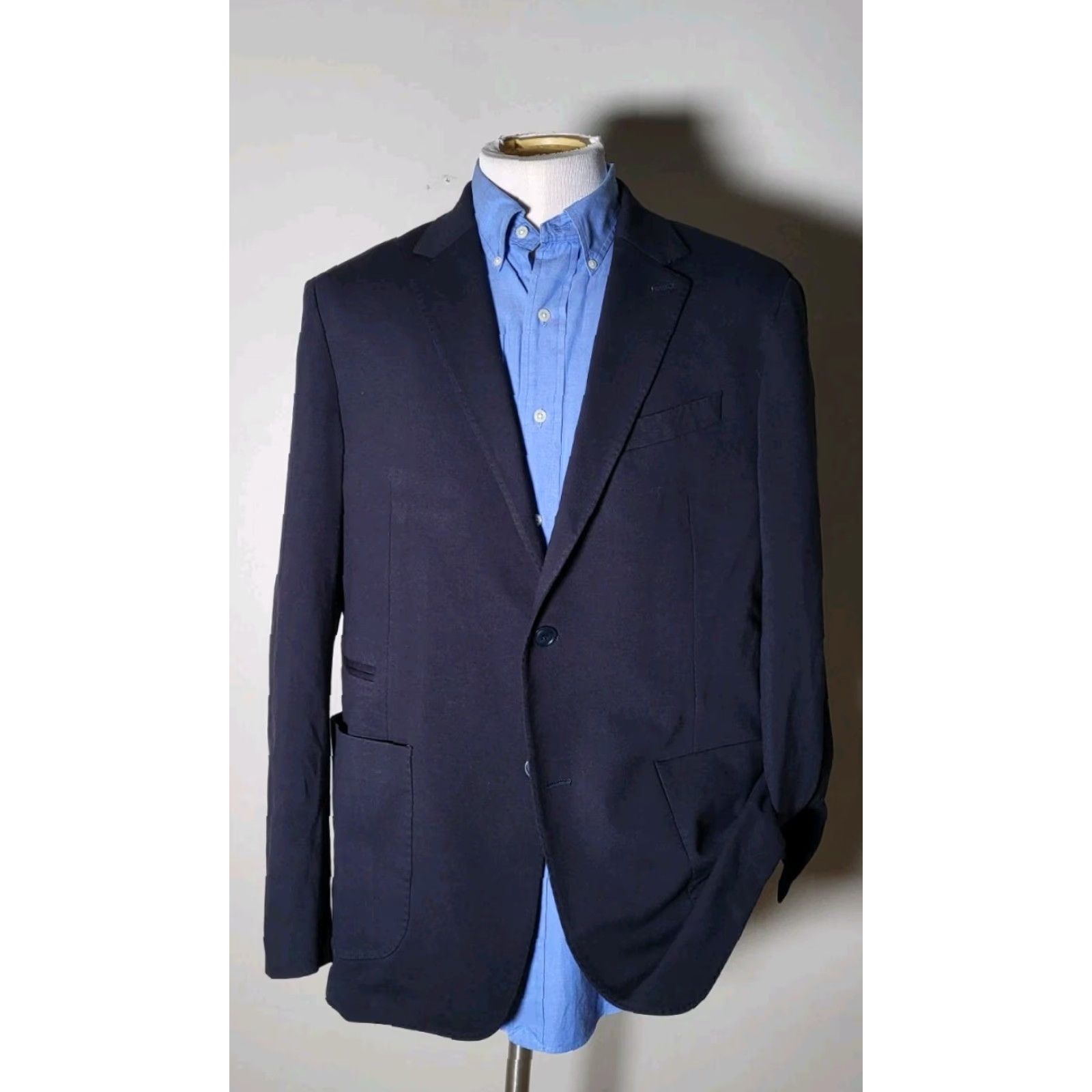 BUGATCHI BUGATCHI Blazer Jacket Single-Breasted Two-Button Knit Polyester Spandex Stretch / Notch Lapel / Regular Fit / Blue / XL / Men Size US XL / EU 56 / 4 - 3 Thumbnail