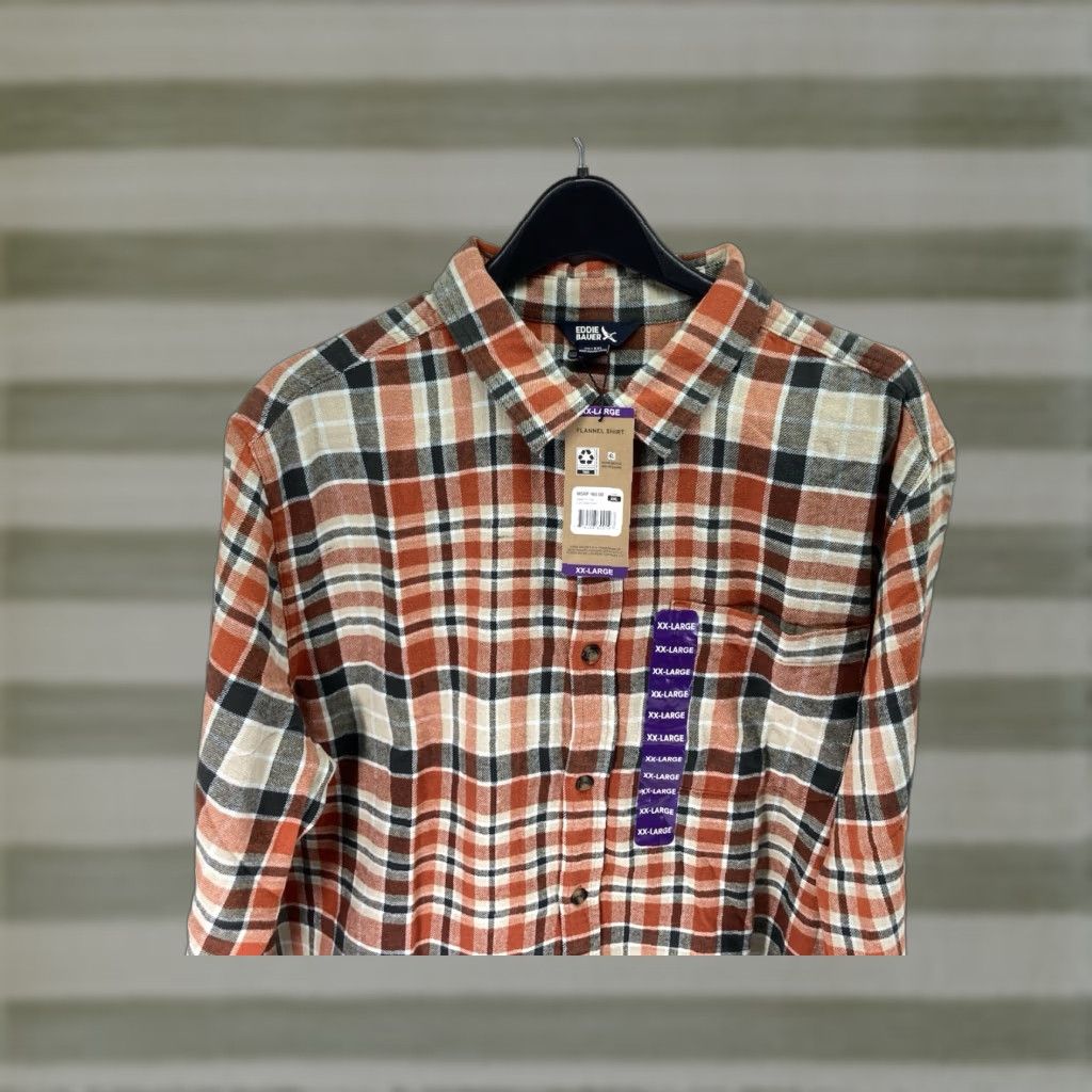 Eddie Bauer Eddie Bauer Flannel Shirt Men 2XL Orange Plaid Long Sleeve Button NWT Shirt Size US XXL / EU 58 / 5 - 1 Thumbnail