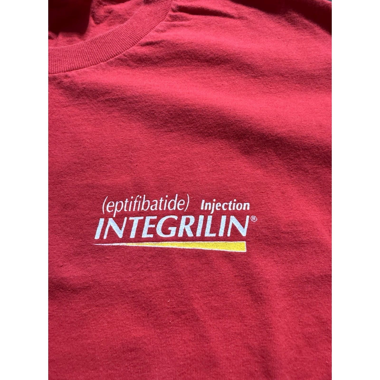 Vintage VINTAGE 90s Drug Shirt Integrilin Eptifibatide Injection T-Shirt Red Large Men Cotton Alstyle Apparel & Activewear Shirt 90s Mens Size US L / EU 52-54 / 3 - 4 Thumbnail