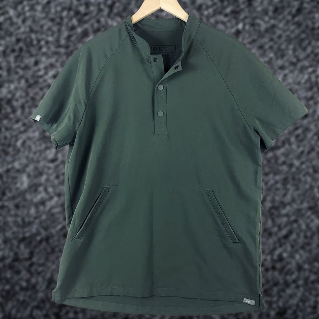 KangaROOS FIGS Womens Large Kangaroo Pocket Scrub Top - Green Size US L / EU 52-54 / 3 - 1 Thumbnail