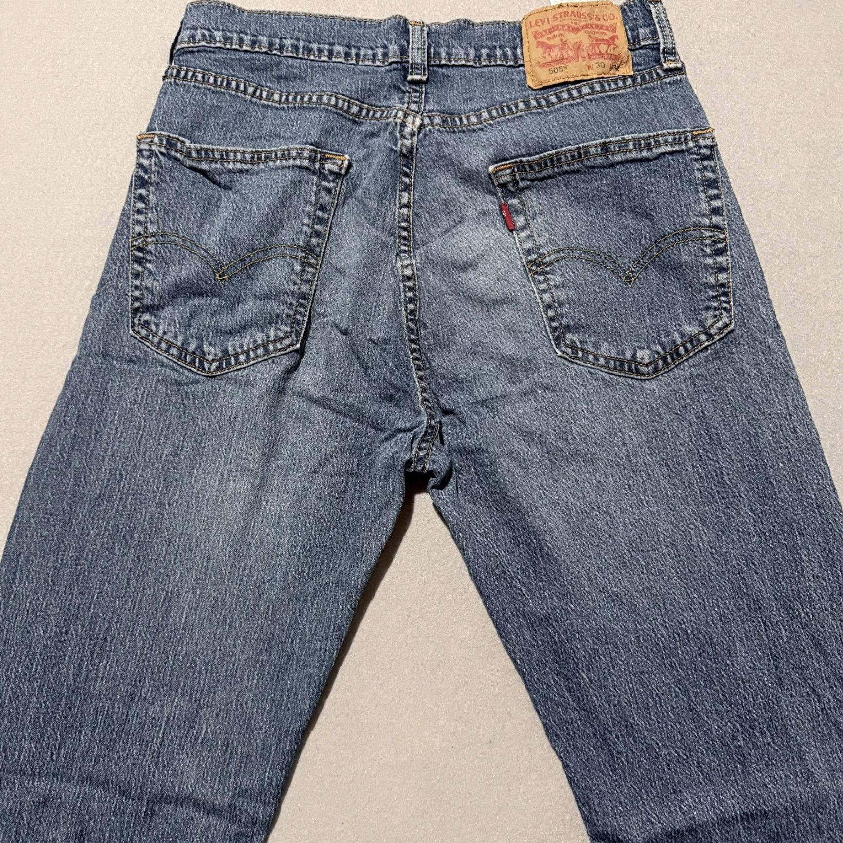 Levi's Levi's 505 Jeans Men Blue Denim Mid Rise Pockets - 30x32 - Regular/Medium Stonewash Straight Jeans Mens Size US 30 / EU 46 - 4 Thumbnail