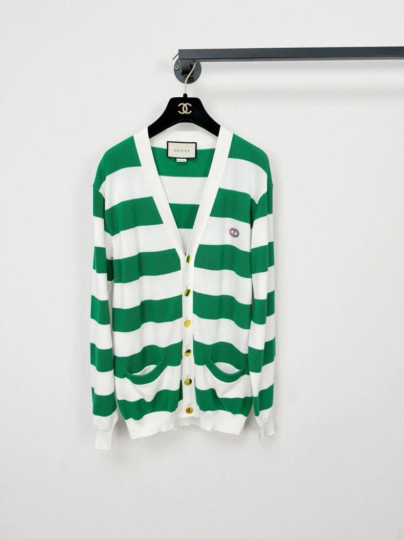 Gucci Gucci Classic white and green striped cardigan jacket 2502- Size US XS / EU 42 / 0 - 1 Thumbnail