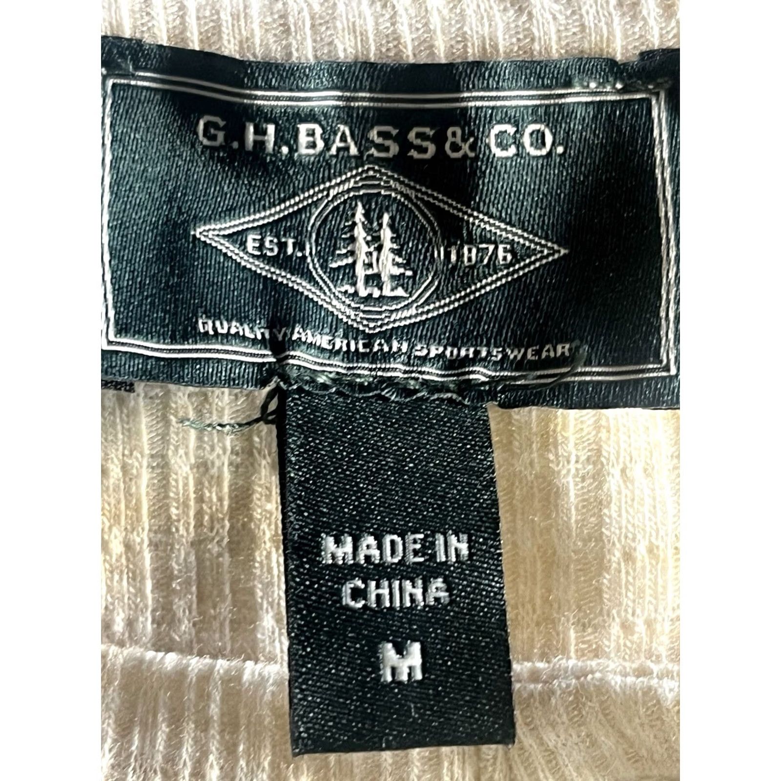 Vintage G.H. BASS & CO. WOMENS MEDIUM CREAM WAFFLE KNIT HENLEY 5 BUTTON LONG SLEEVE TOP Size M / US 6-8 / IT 42-44 - 6 Thumbnail