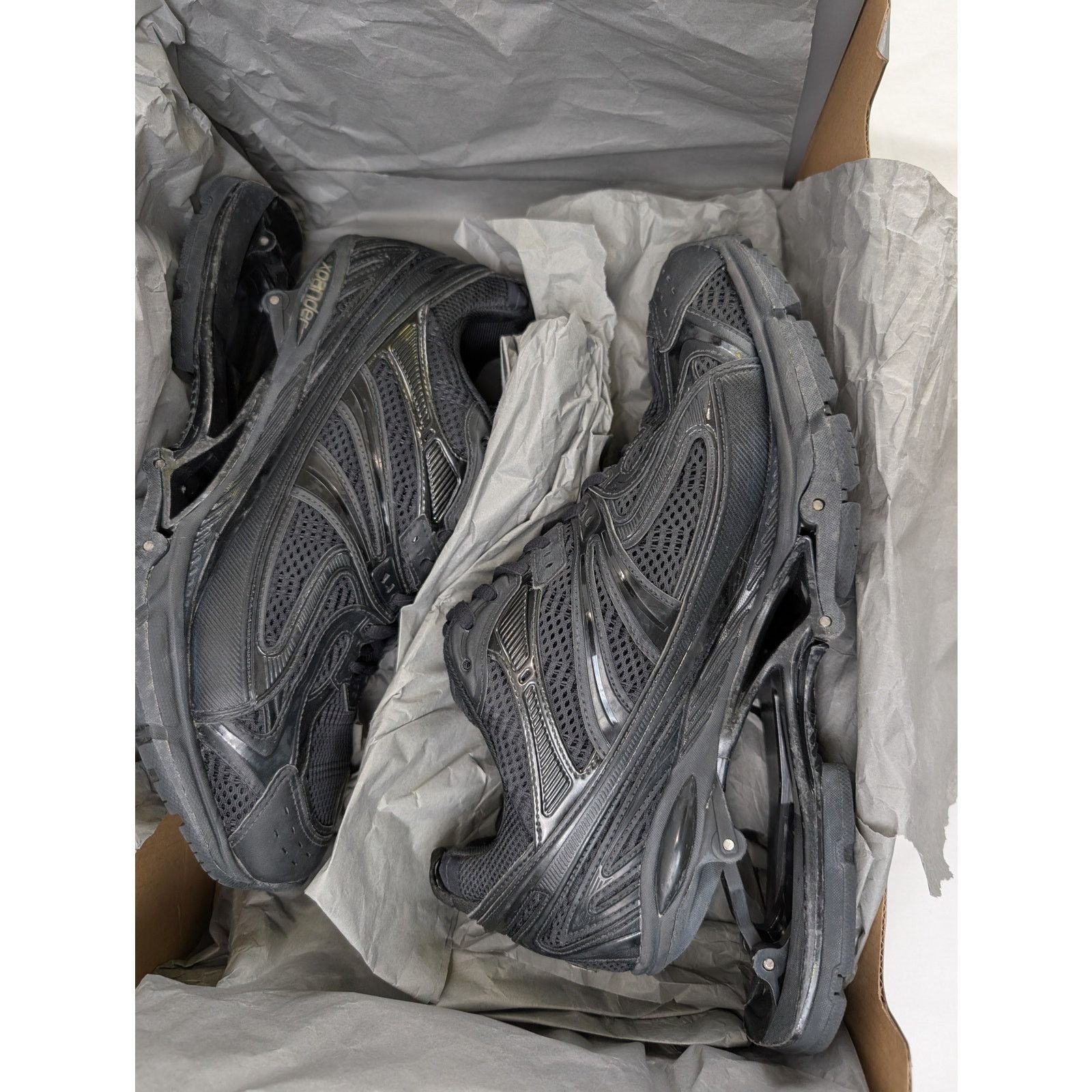 Balenciaga o1rshd1 Mesh Rubber Single X-Pander Sneakers in Black Size US 12 / EU 45 - 20 Thumbnail