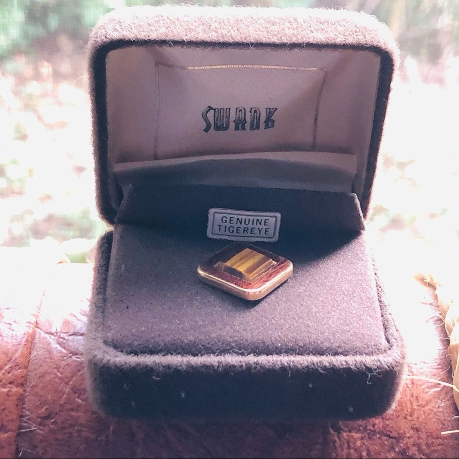 Vintage Vintage Swank genuine tigers eye tie pin with chain NIB Size ONE SIZE - 1 Thumbnail