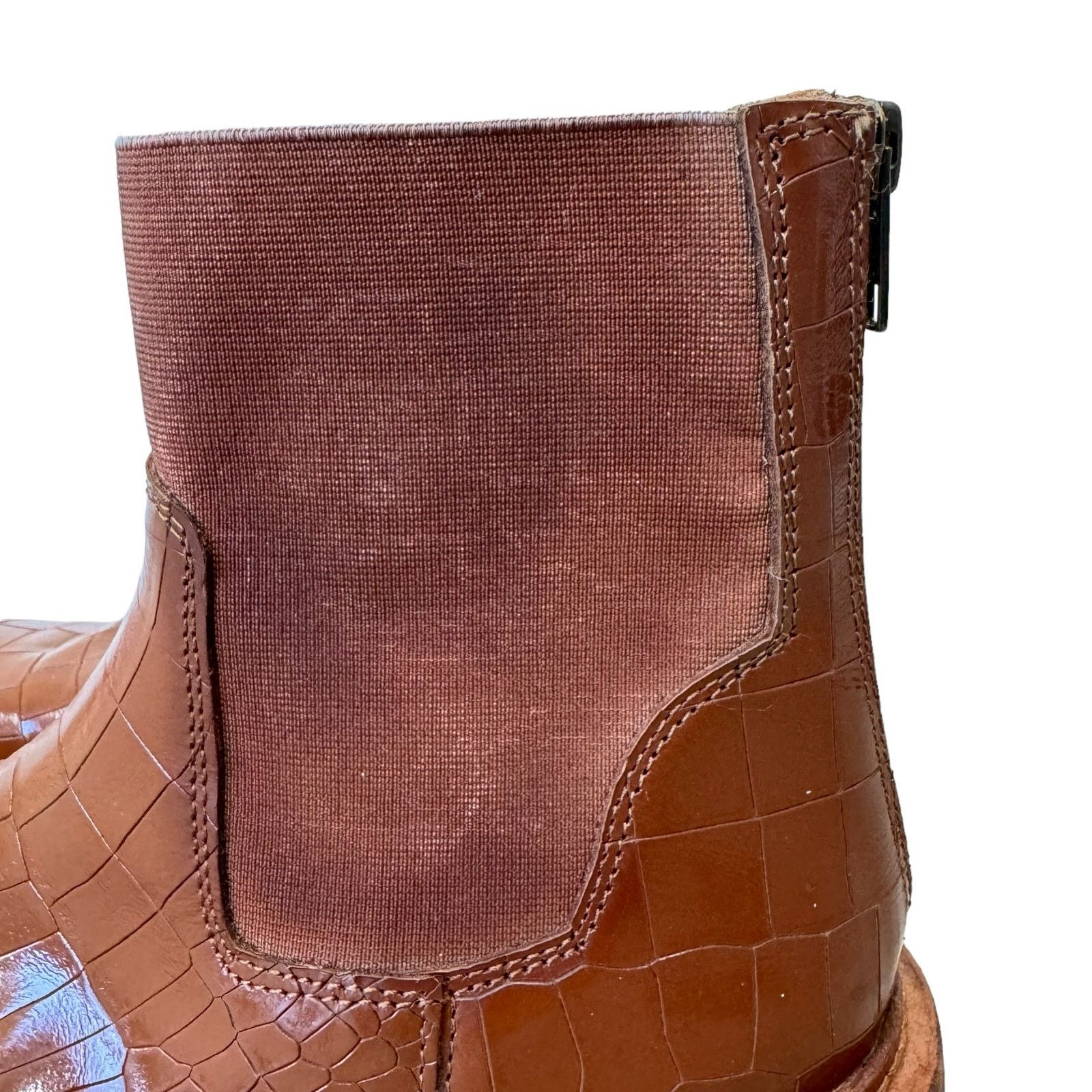 Free People FREE PEOPLE ARLO SANTA FE EMBOSSED ANKLE BOOTS Tan Croc Size US 8 / IT 38 - 12 Thumbnail